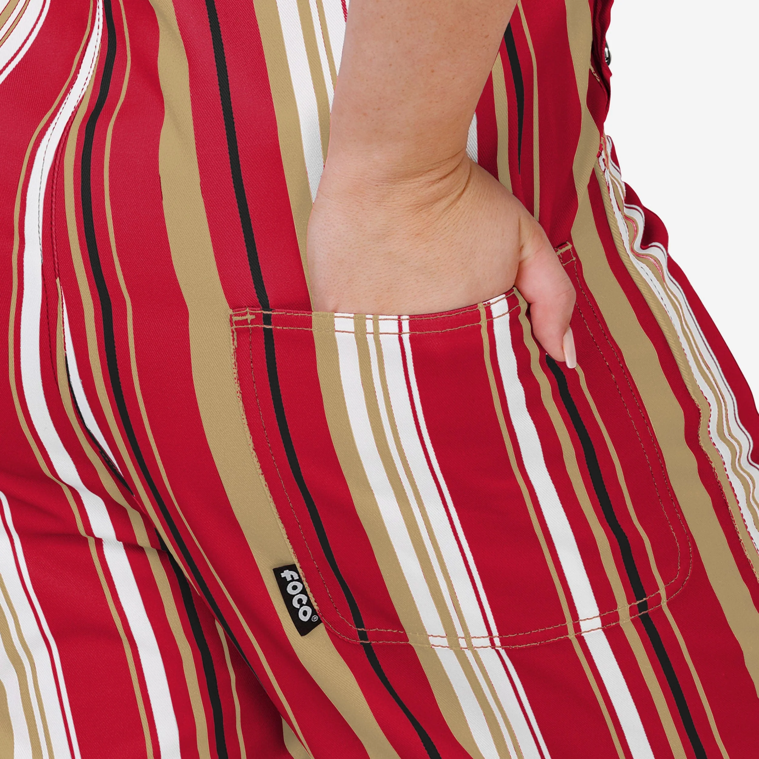 San Francisco 49ers Womens Hyper Stripe Bib Overalls - Image 6