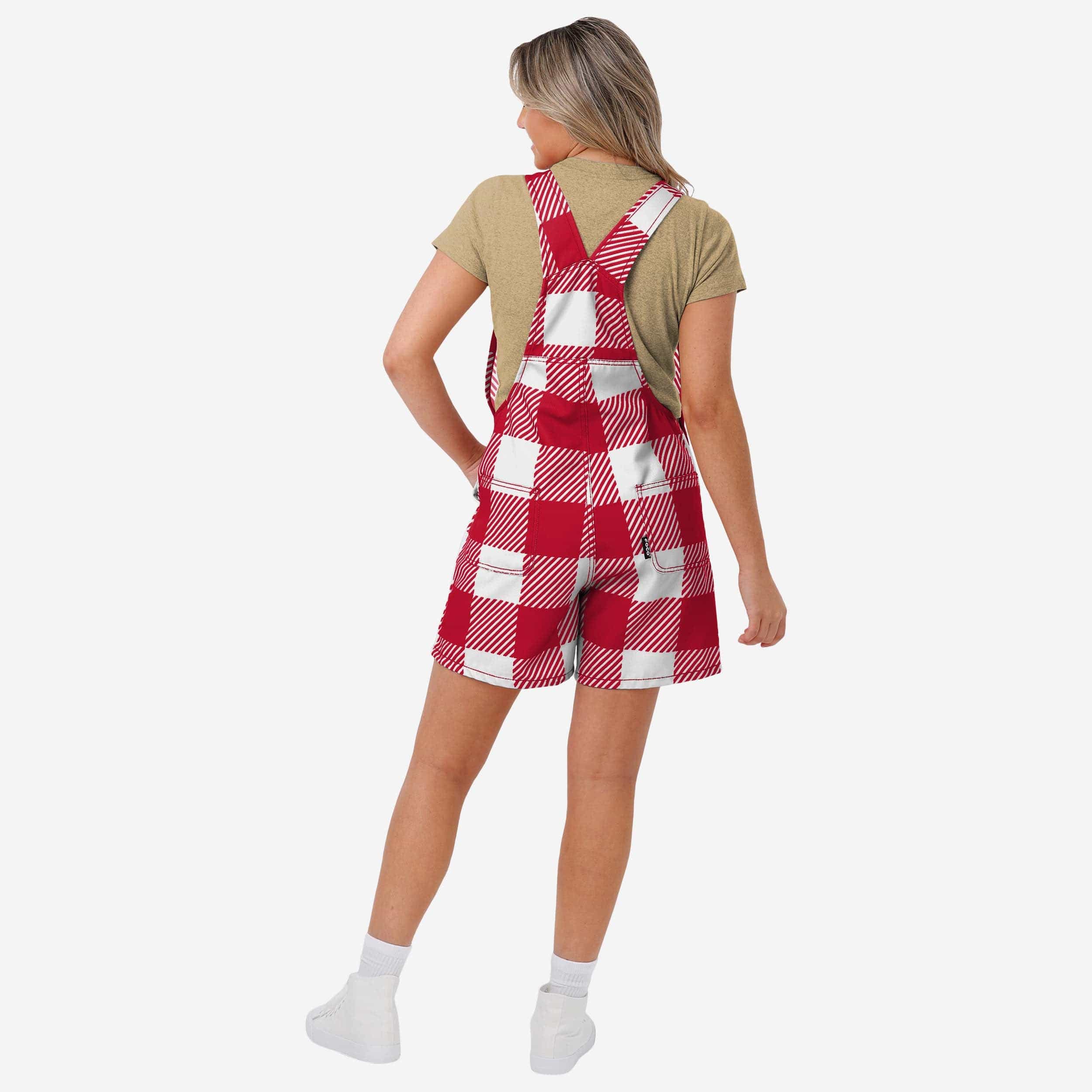 San Francisco 49ers Womens Plaid Bib Shortalls - Image 2