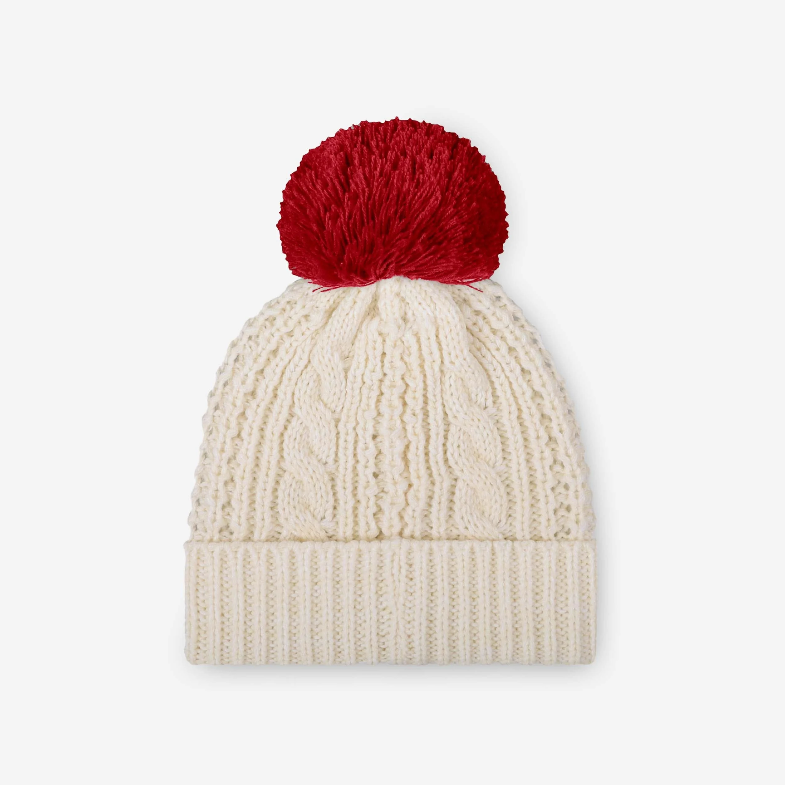 San Francisco 49ers Womens Primary Logo White Cable Knit Pom Beanie - Image 2