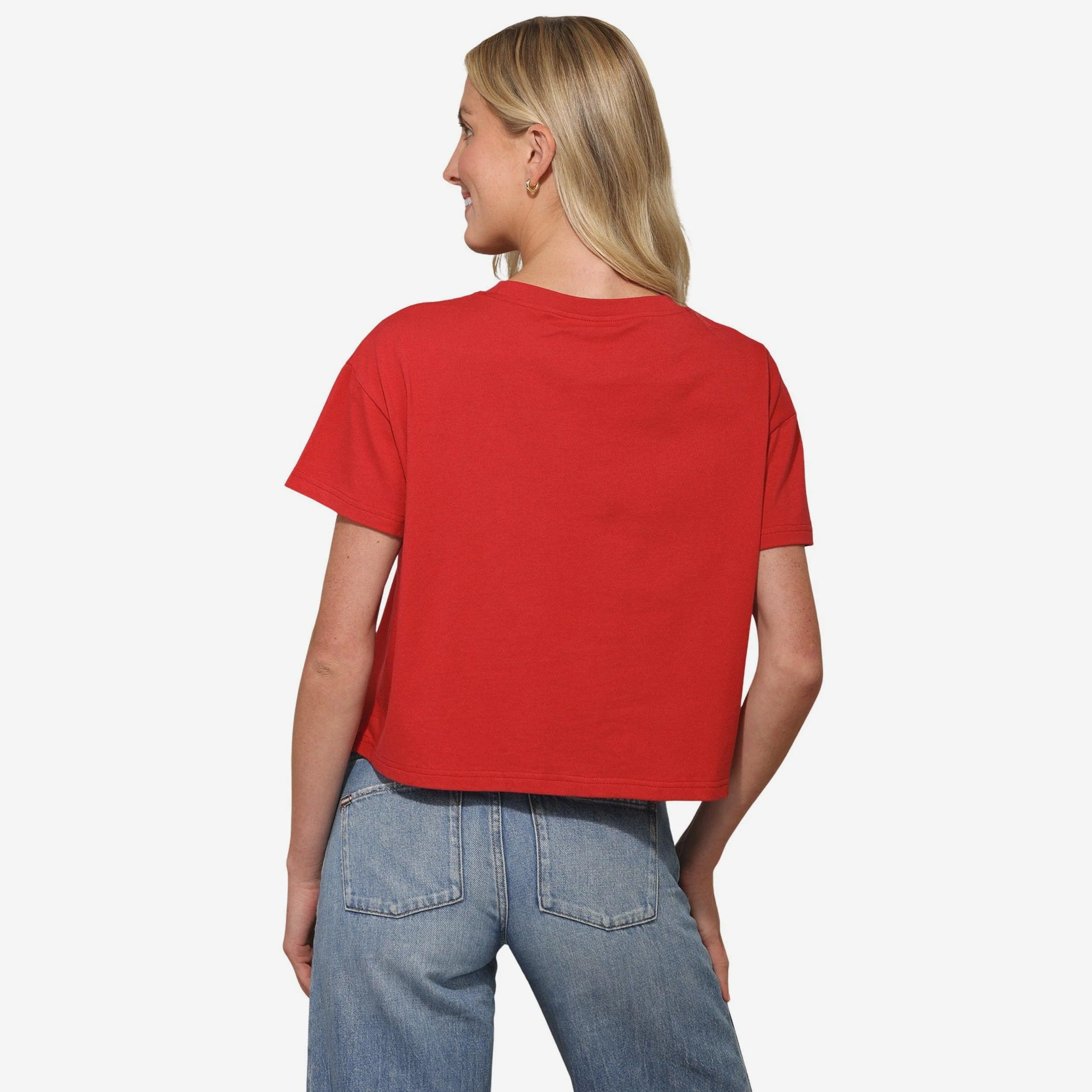 San Francisco 49ers Womens Rhinestone Logo Crop Top - Image 3
