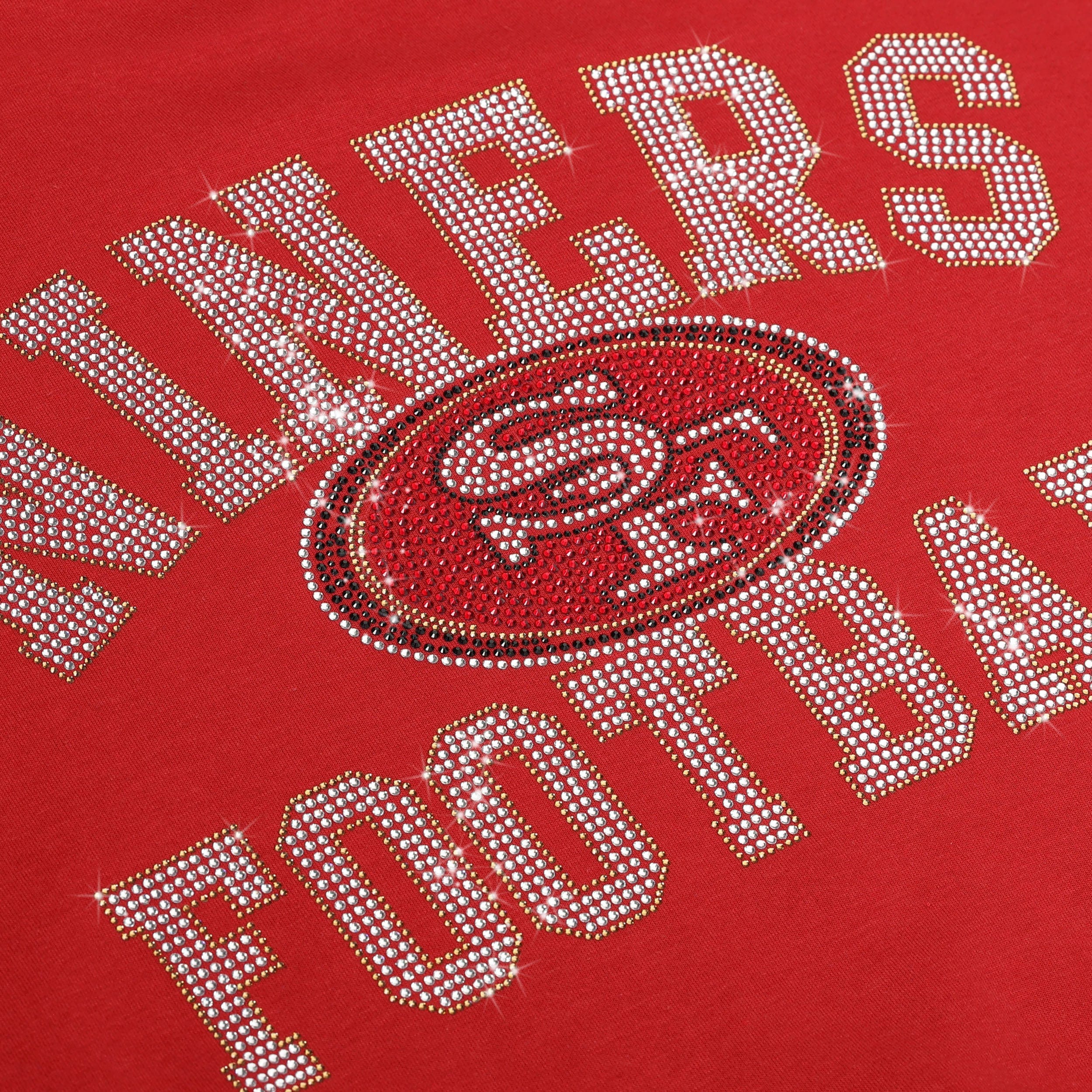 San Francisco 49ers Womens Rhinestone Logo Oversized Crew Neck Sweatshirt - Image 2