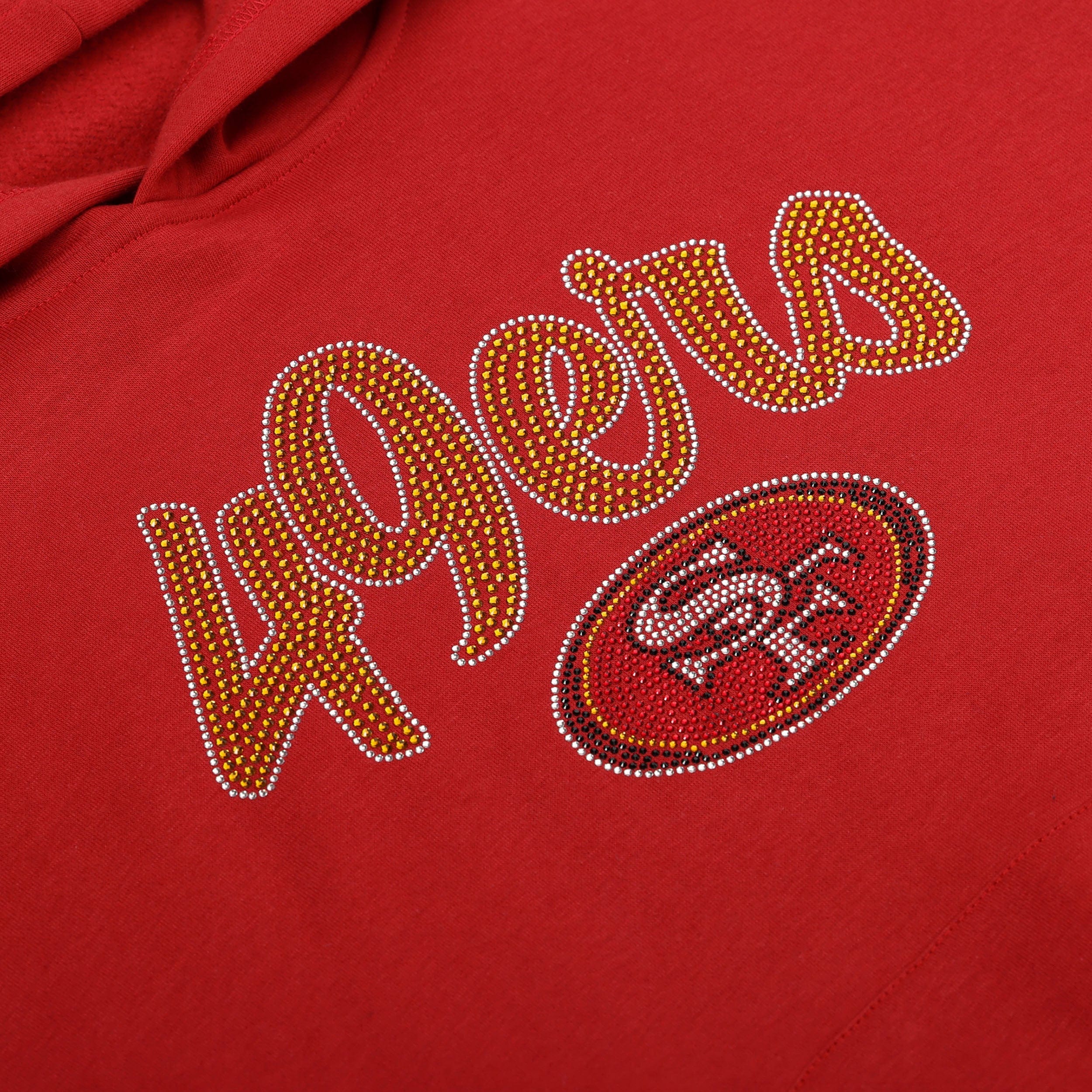 San Francisco 49ers Womens Rhinestone Logo Oversized Hoodie - Image 2