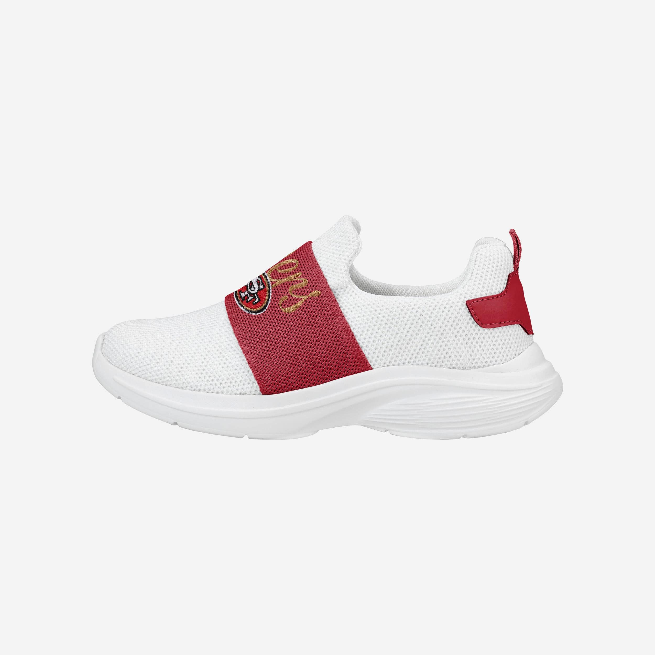 San Francisco 49ers Womens Script Wordmark White Slip On Sneakers