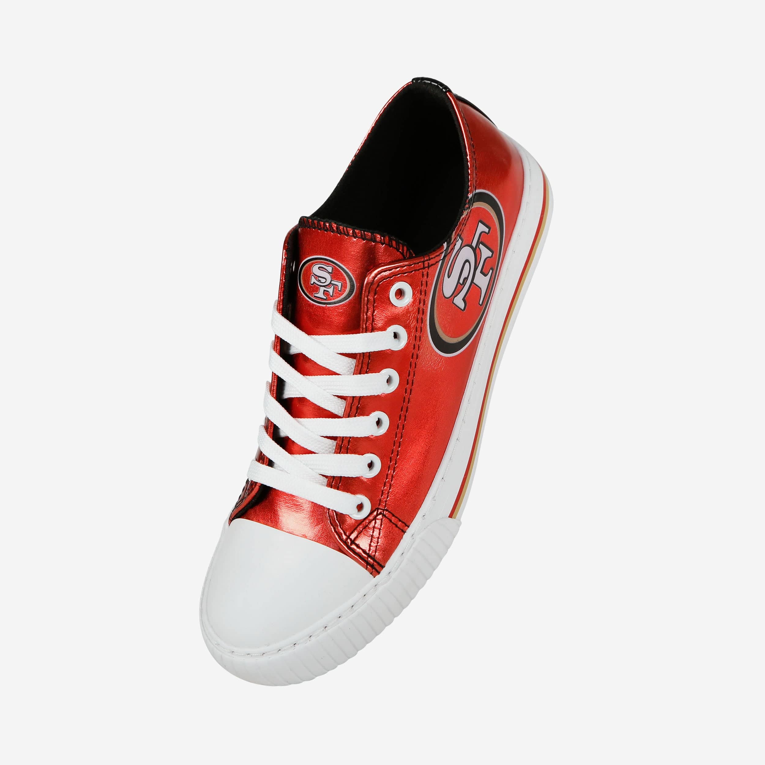 San Francisco 49ers Womens Team Color Metallic Low Top Canvas Shoes - Image 2
