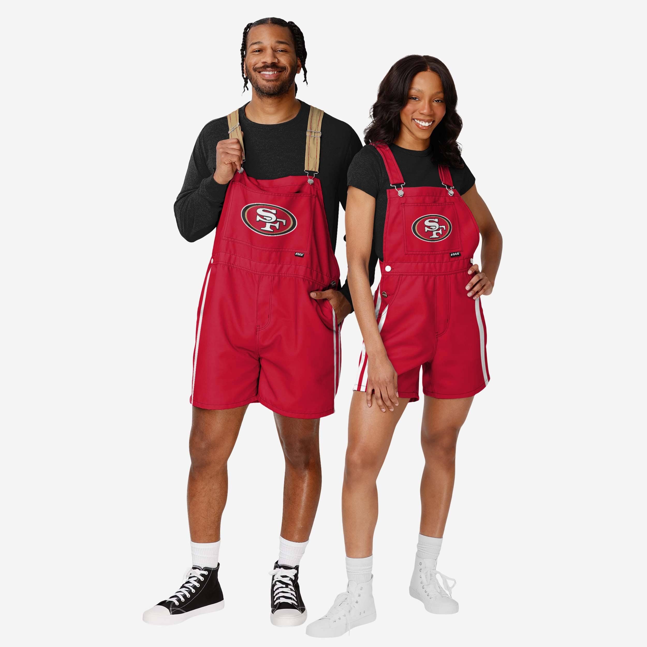 San Francisco 49ers Womens Team Stripe Bib Shortalls - Image 3