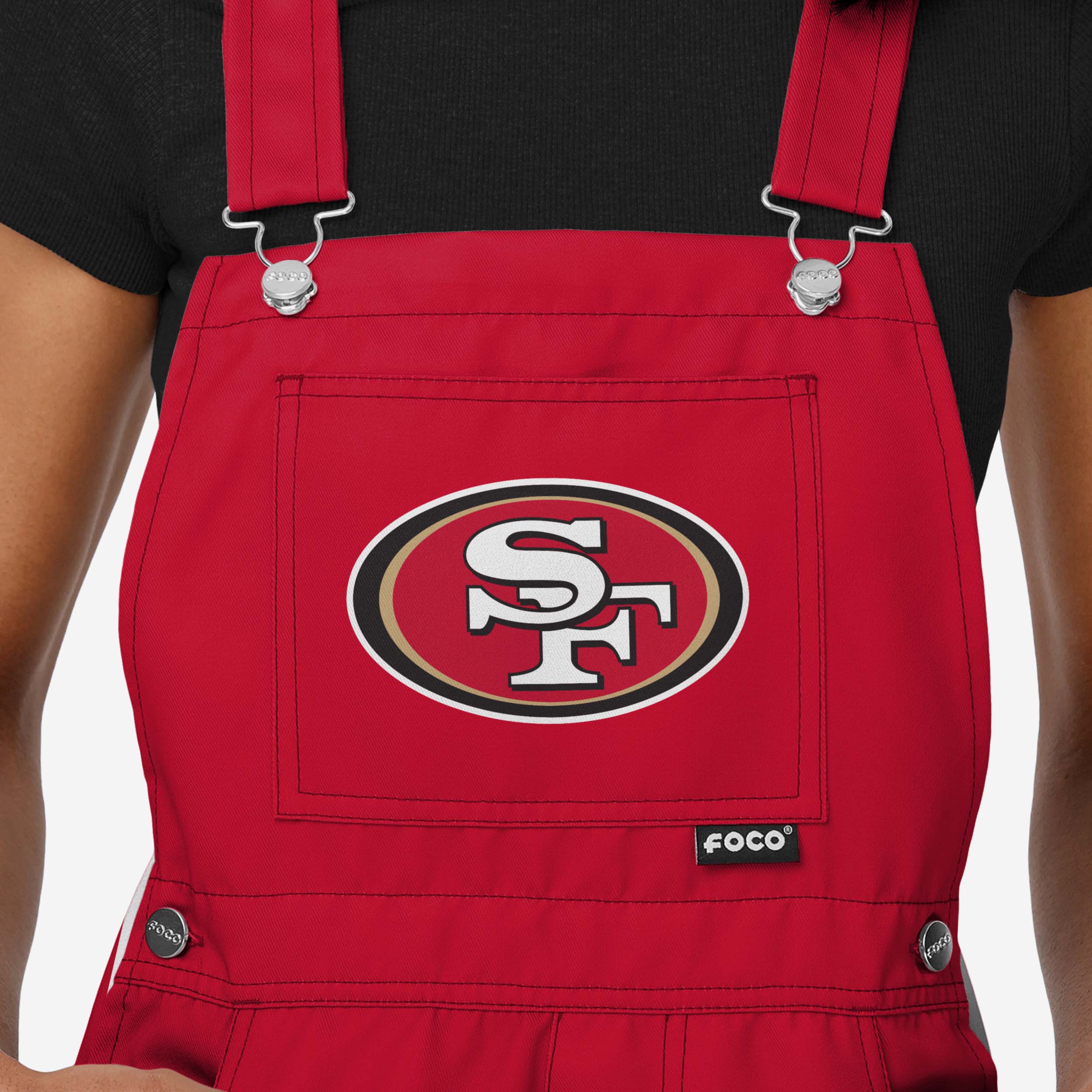 San Francisco 49ers Womens Team Stripe Bib Shortalls - Image 4