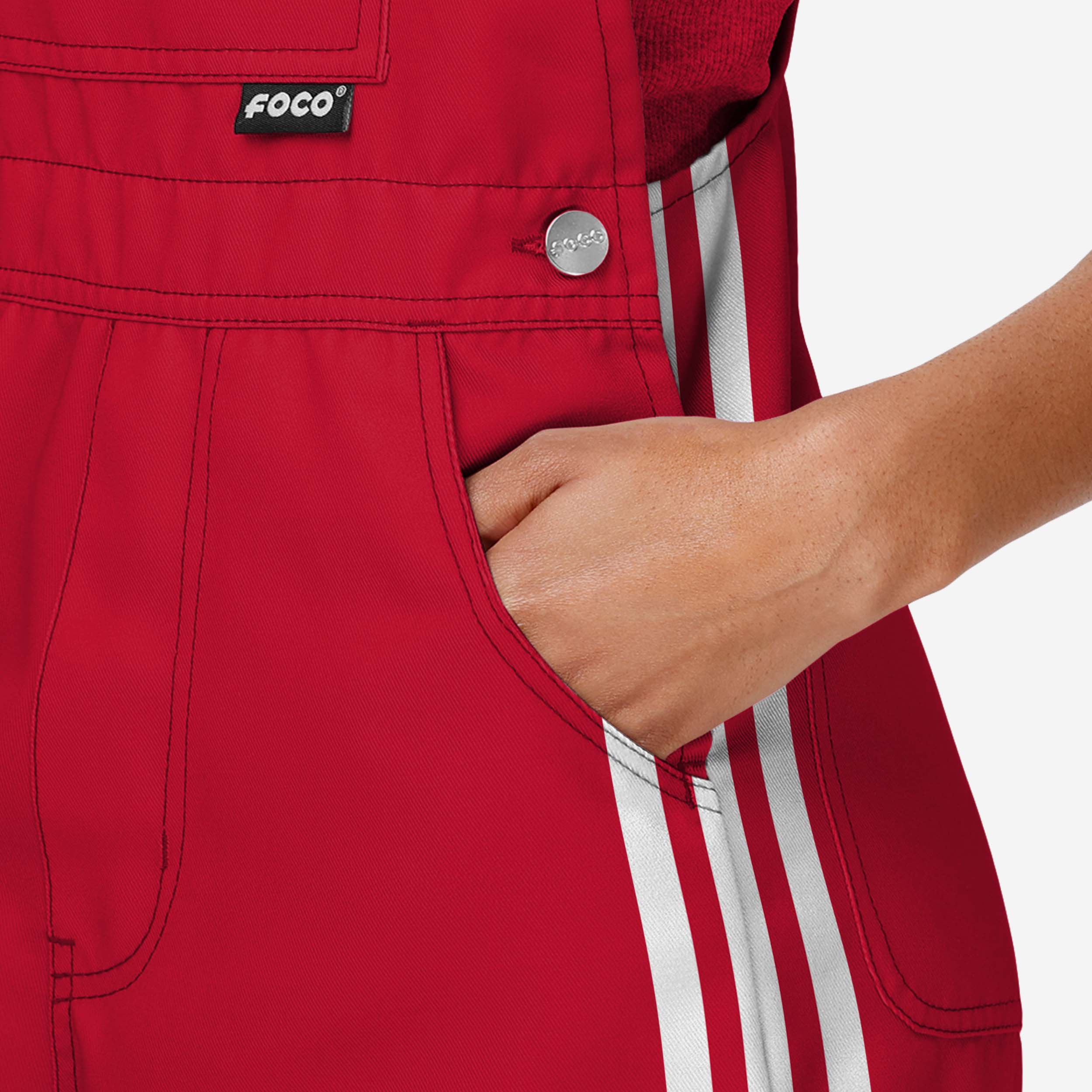 San Francisco 49ers Womens Team Stripe Bib Shortalls - Image 5
