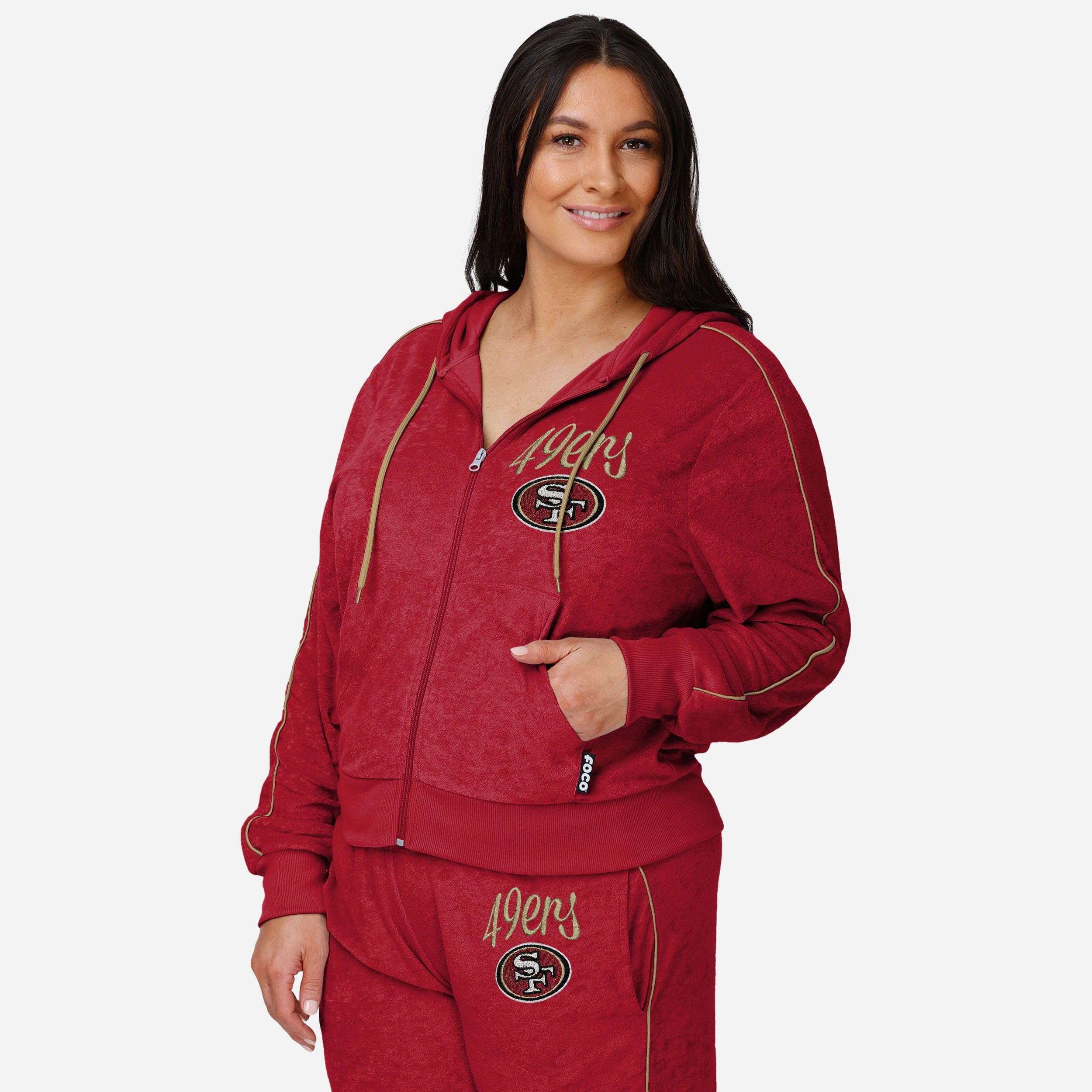 San Francisco 49ers Womens Terry Knit Zip Up Top
