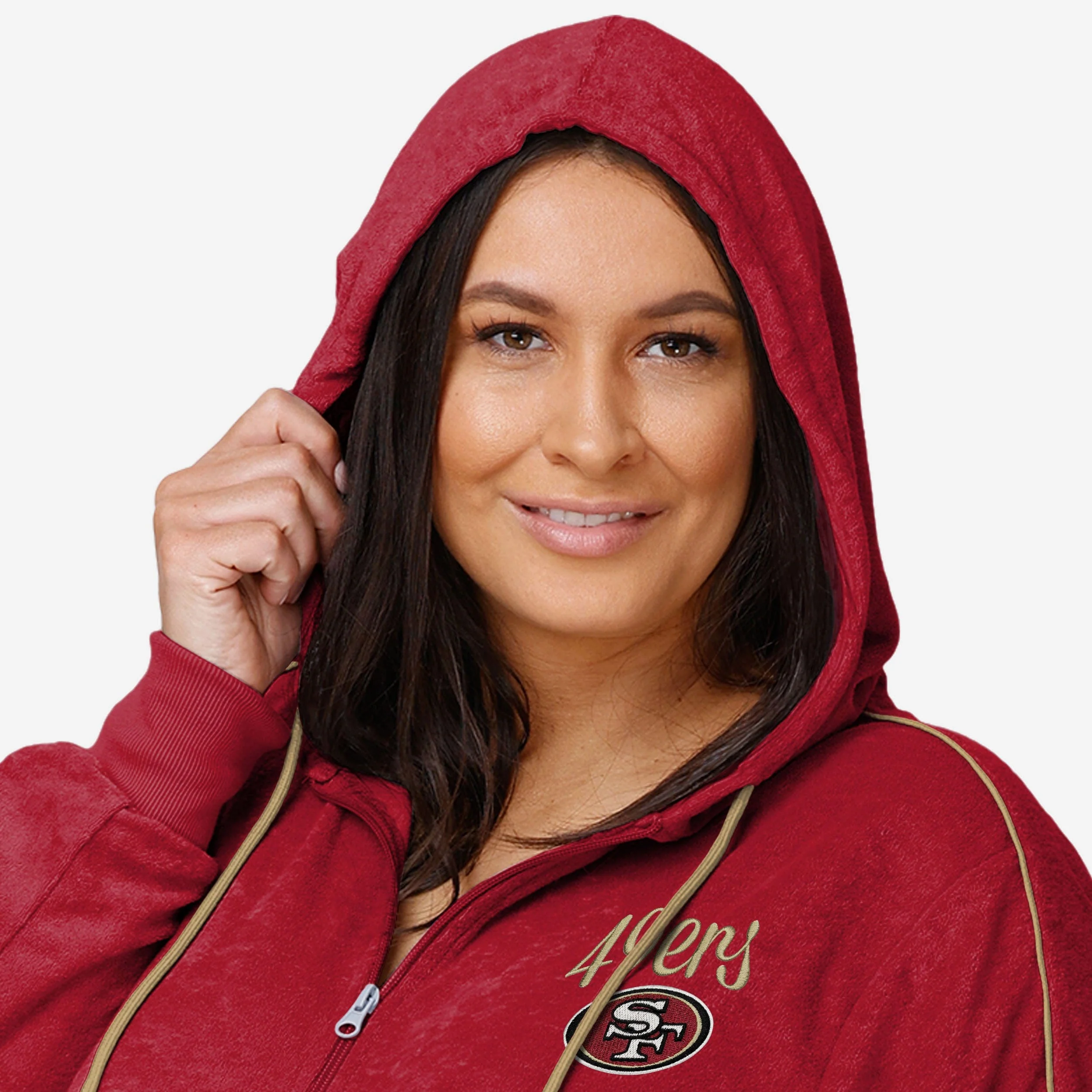 San Francisco 49ers Womens Terry Knit Zip Up Top - Image 3