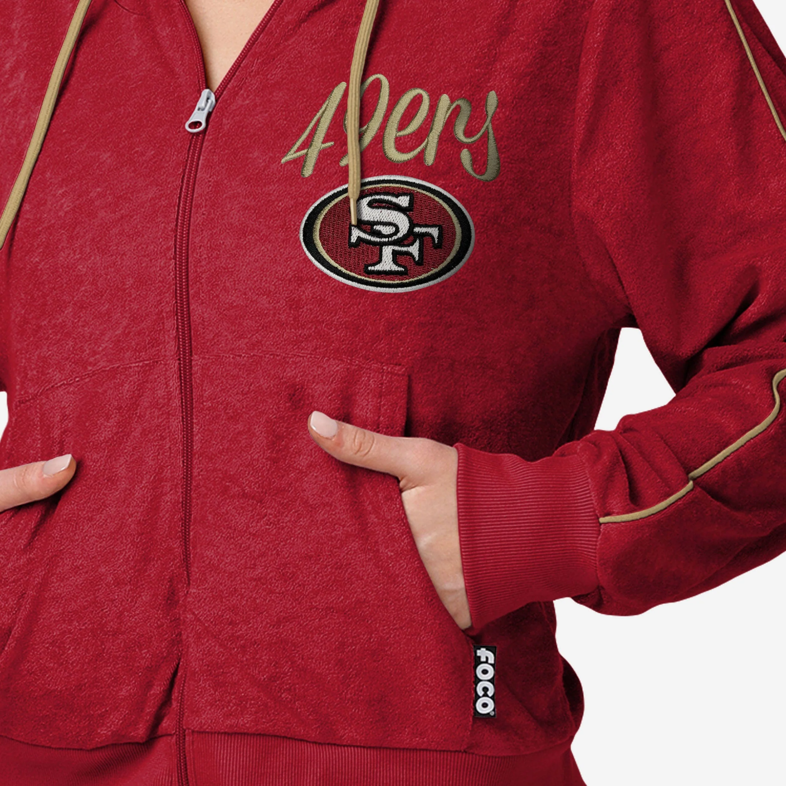 San Francisco 49ers Womens Terry Knit Zip Up Top - Image 4