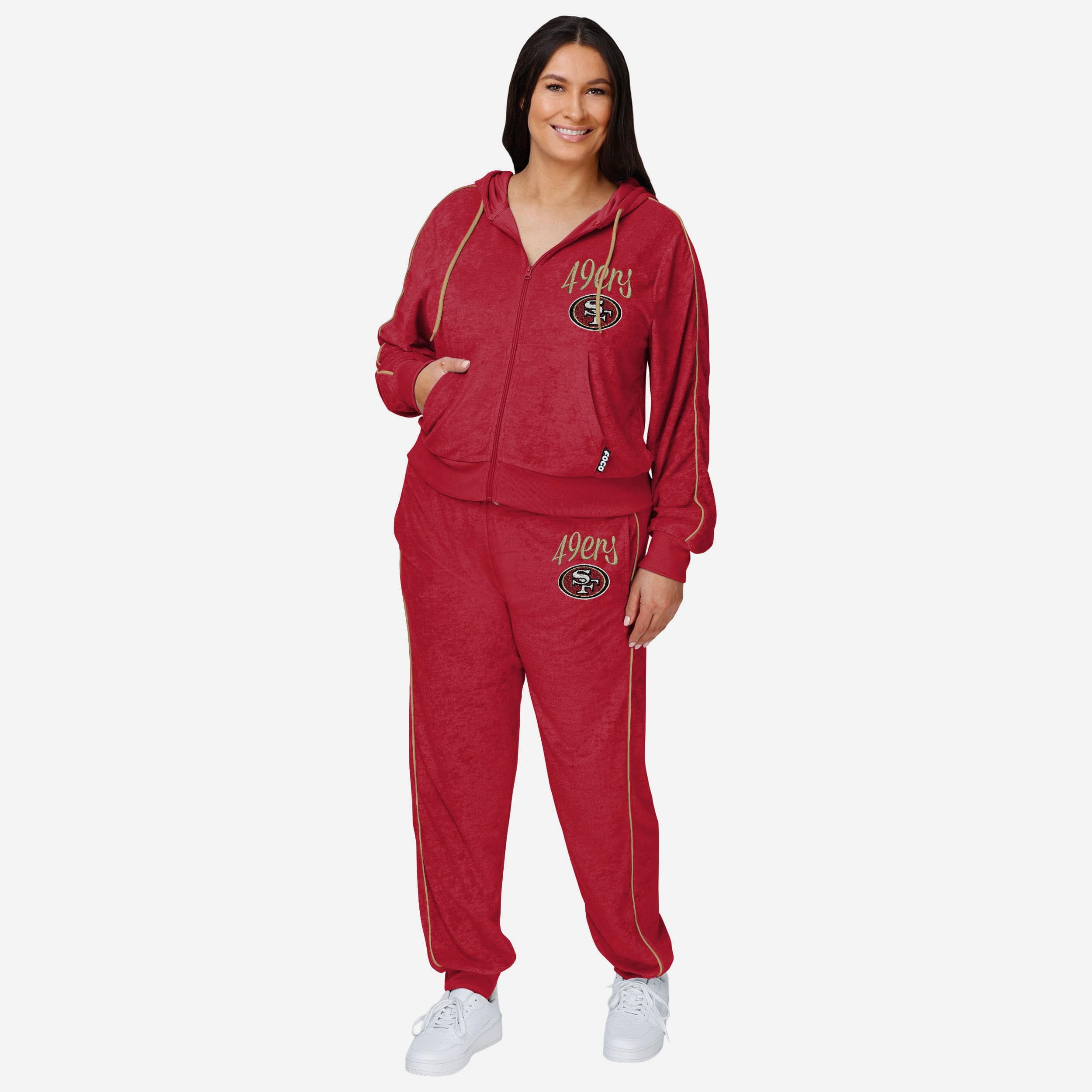 San Francisco 49ers Womens Terry Knit Zip Up Top - Image 6