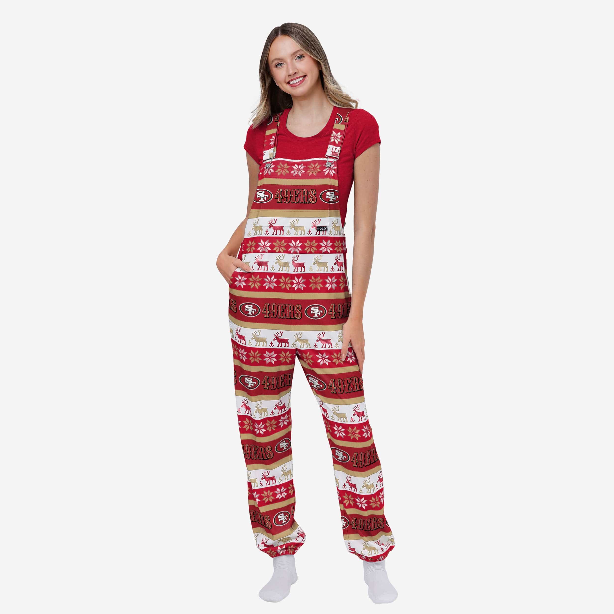 San Francisco 49ers Womens Ugly Home Gating Bib Overalls