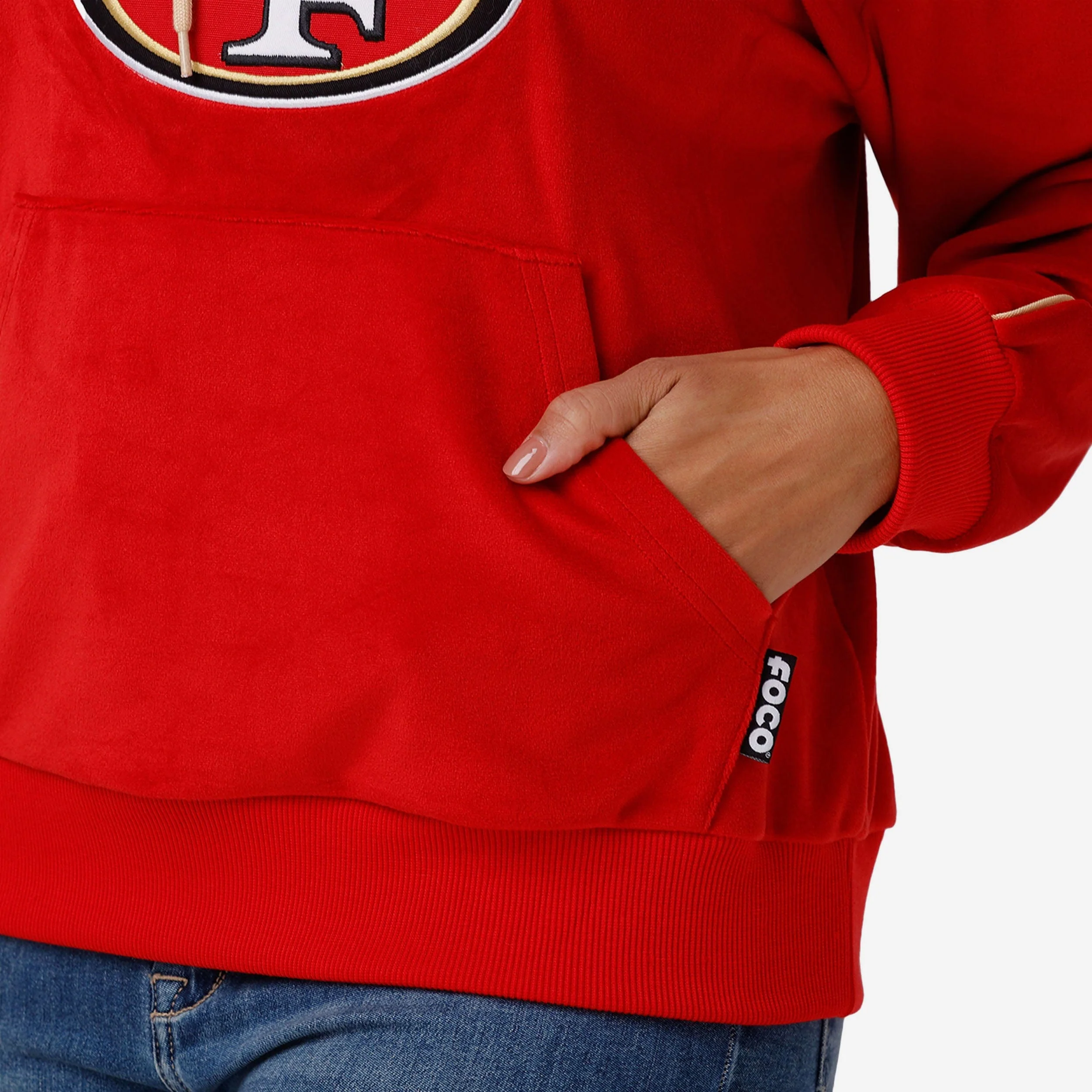 San Francisco 49ers Womens Velour Hooded Sweatshirt - Image 3