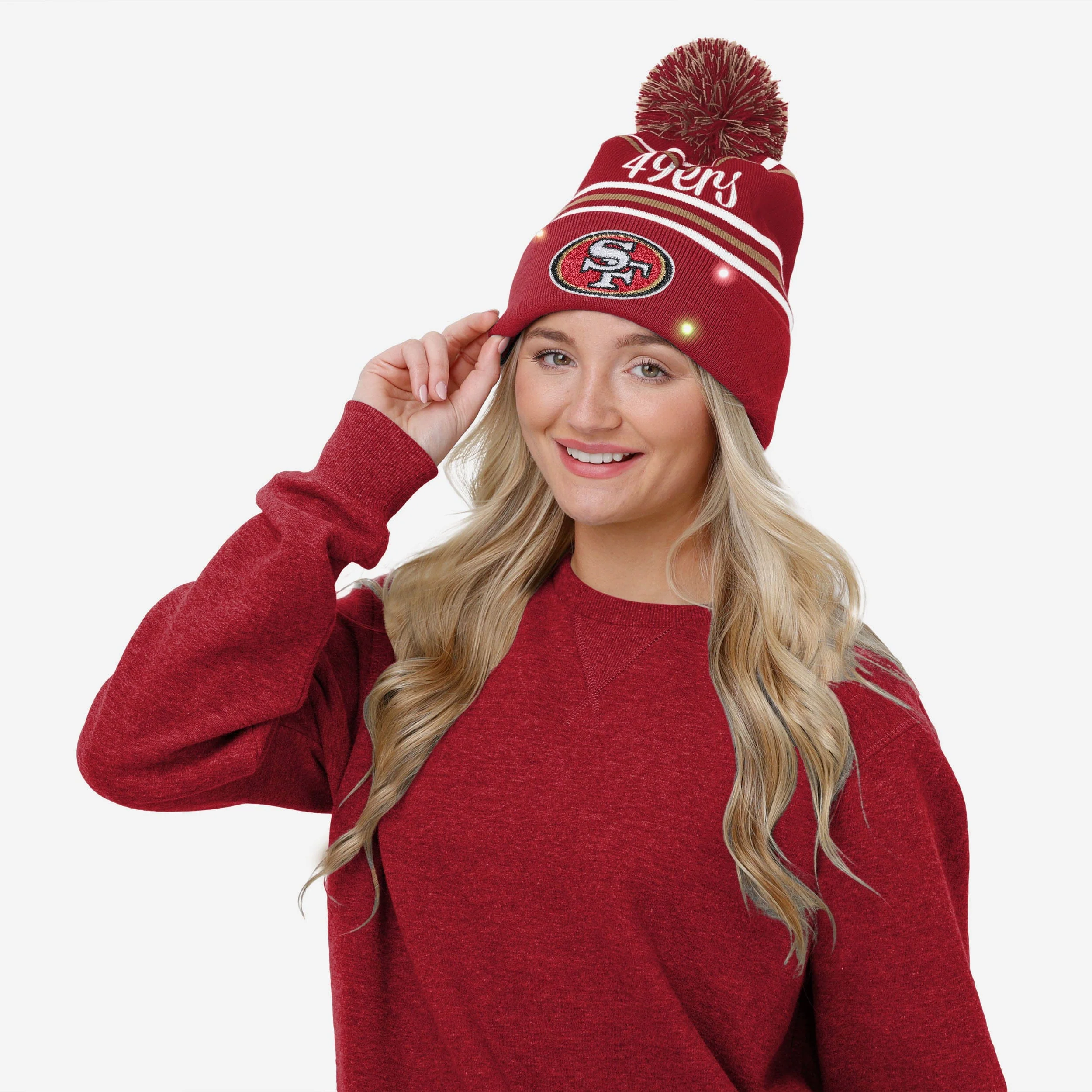 San Francisco 49ers Womens Wordmark Script Light Up Beanie - Image 3