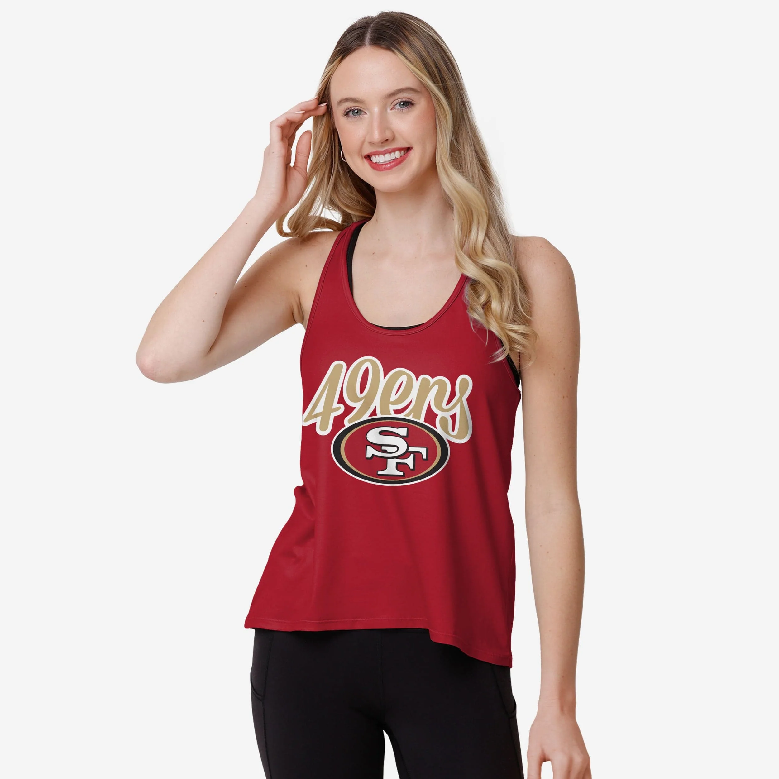 San Francisco 49ers Womens Wordmark Team Stripe Sleeveless Top