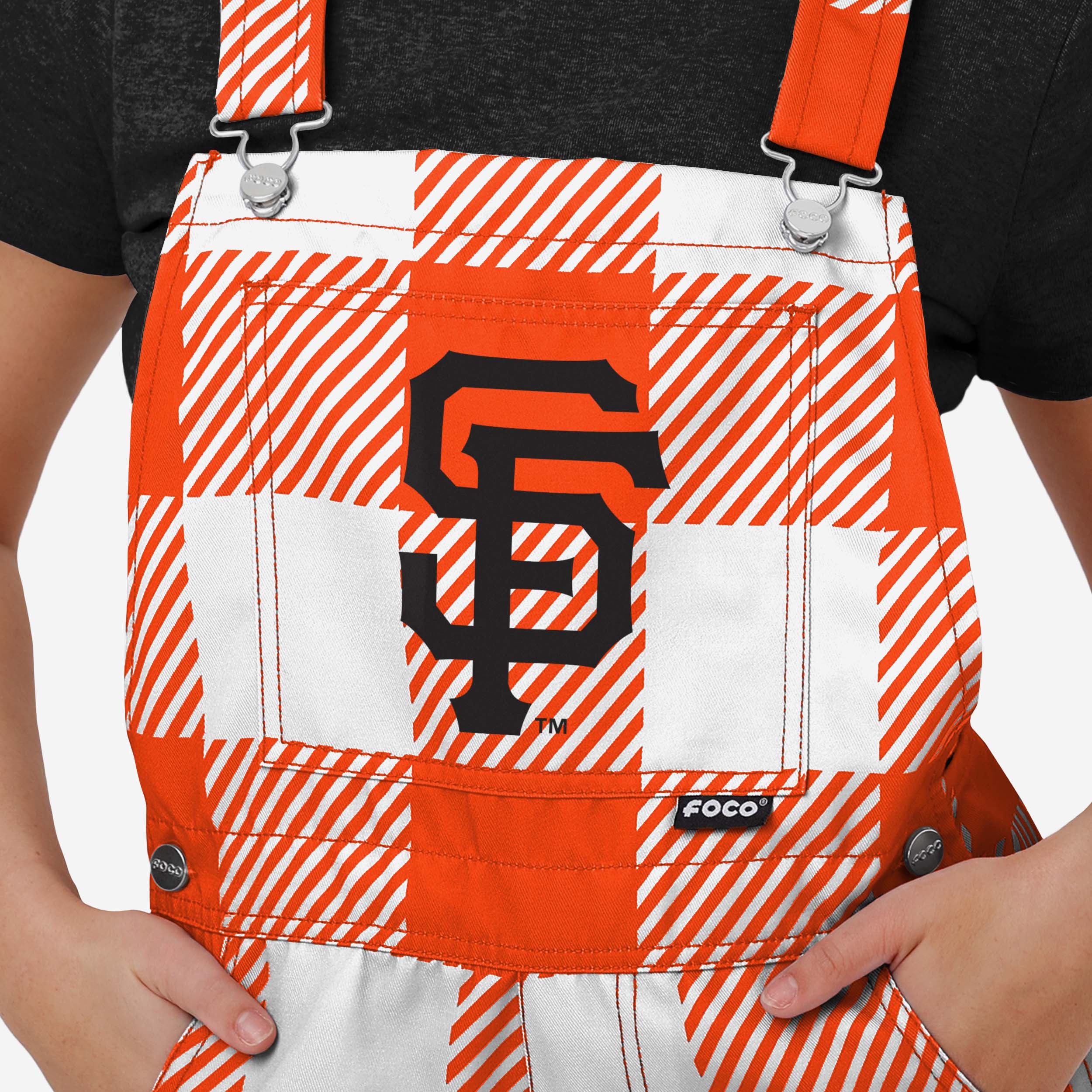 San Francisco Giants Womens Plaid Bib Shortalls - Image 3