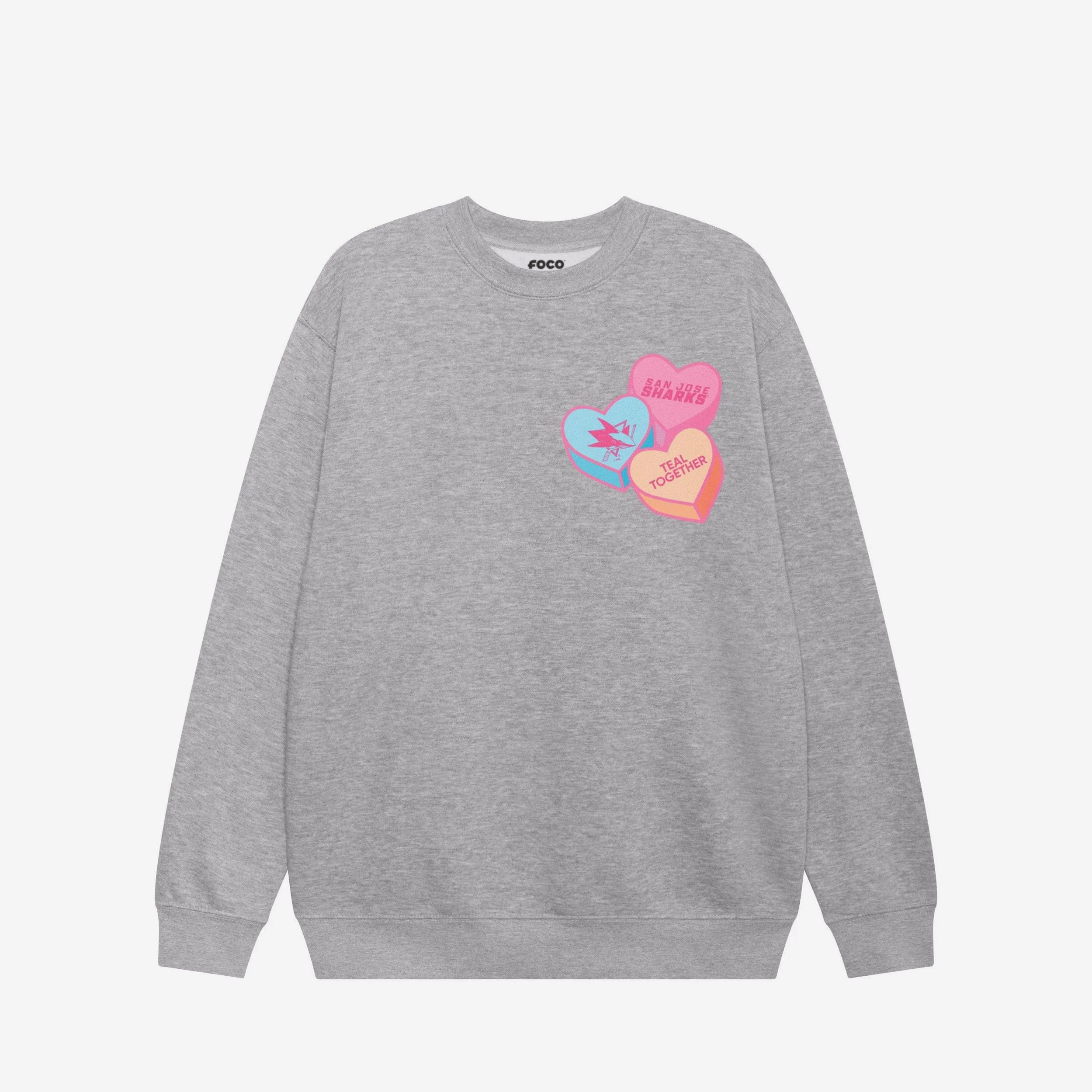 San Jose Sharks Candy Heart Crew Neck Sweatshirt - Image 3