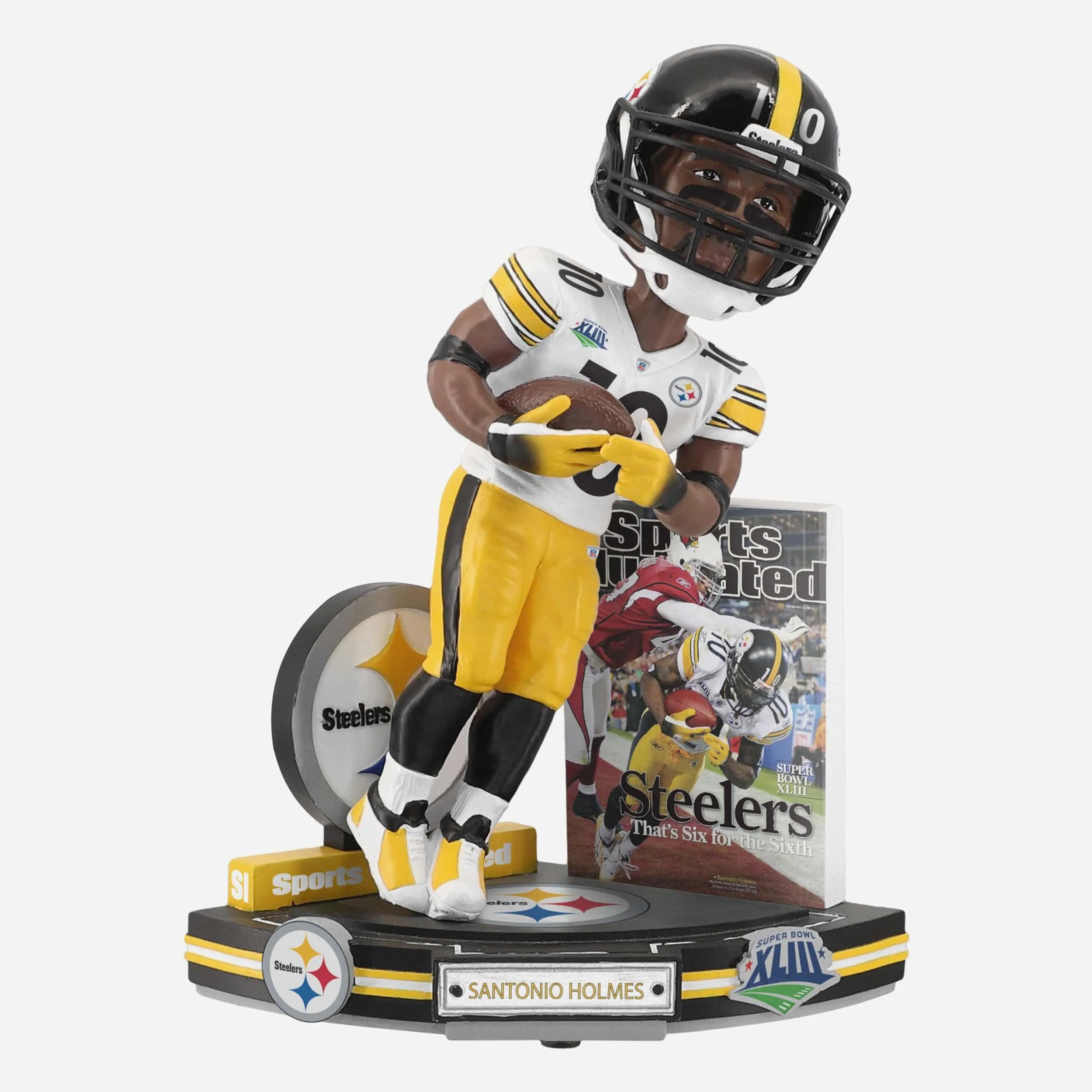 Santonio Holmes Pittsburgh Steelers Six For Sixth Super Bowl XLIII Sports Illustrated Cover Bobblehead