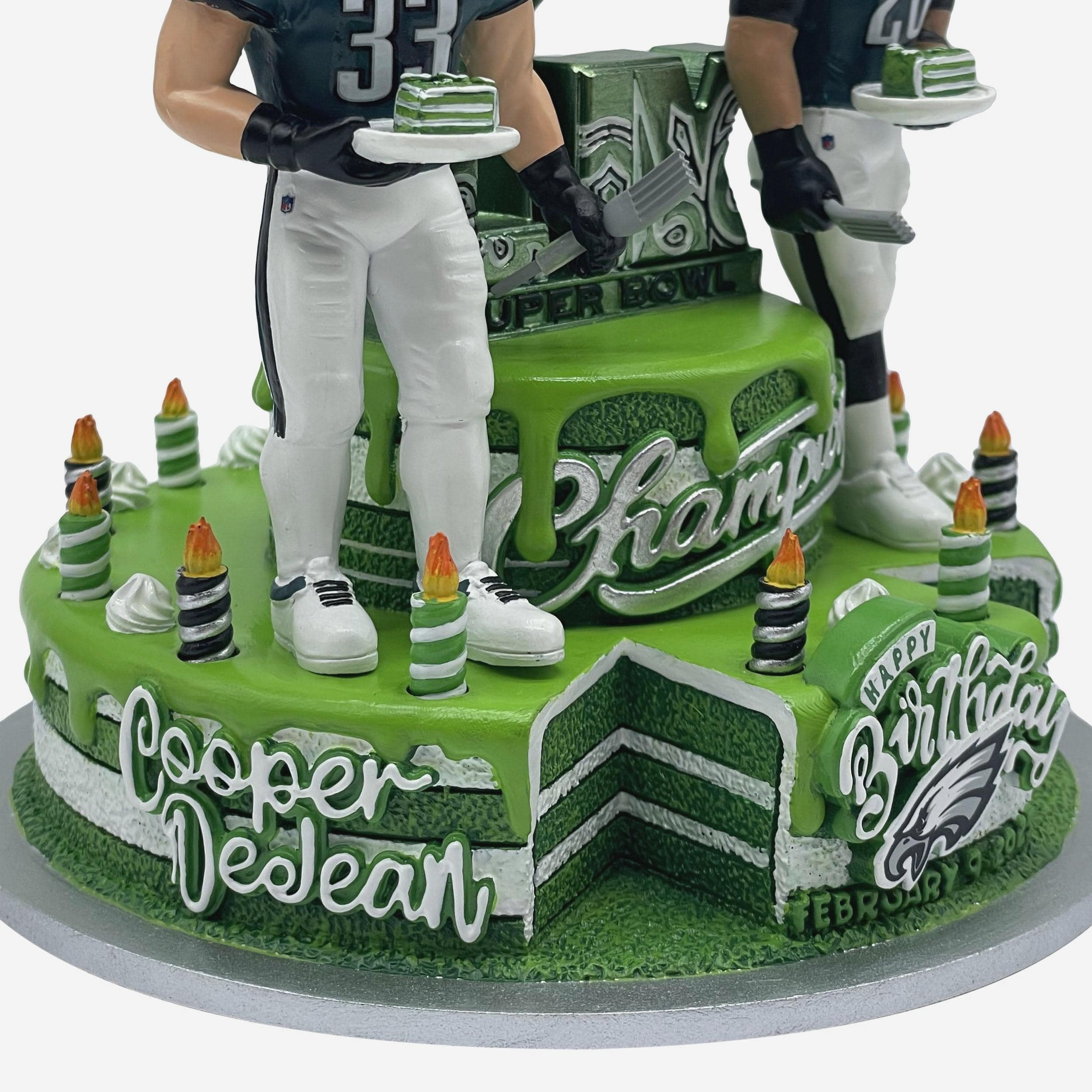 Saquon Barkley & Cooper DeJean Philadelphia Eagles Super Bowl LIX Champions Birthday Dual Bobblehead - Image 4