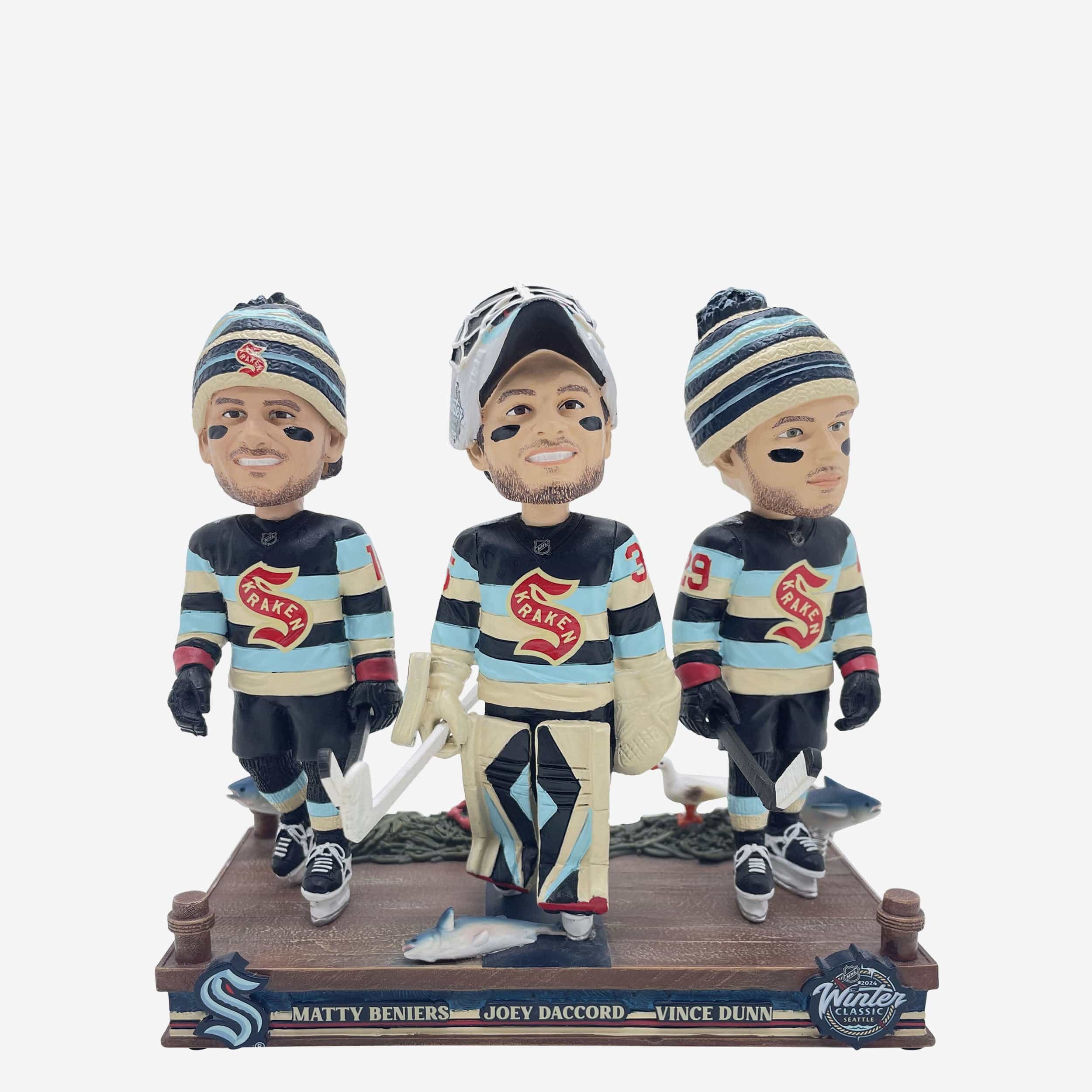 Seattle Kraken 2024 Winter Classic Fish Toss Entrance Mini Bobblehead Scene