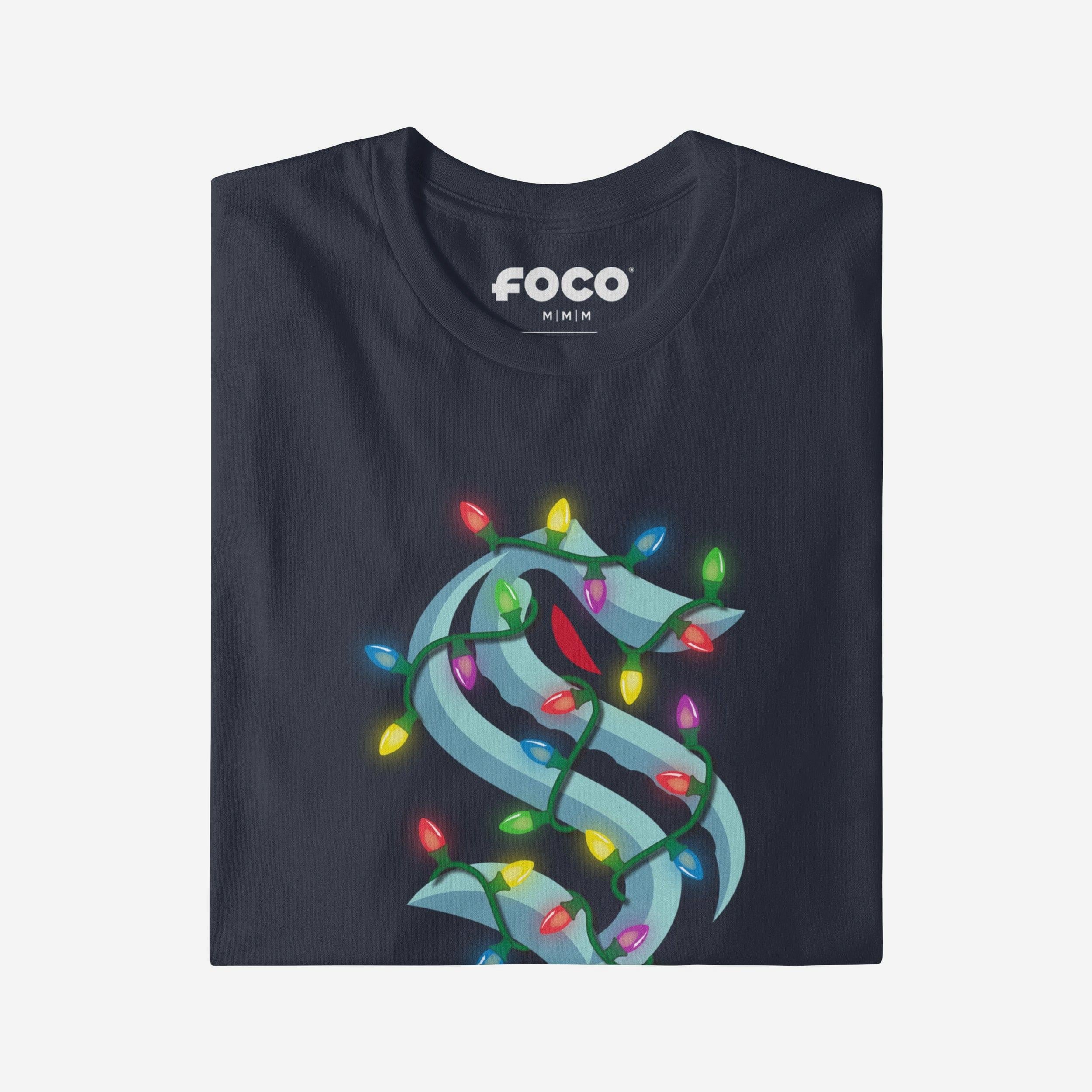 Seattle Kraken Primary Logo Holiday Lights T-Shirt - Image 3