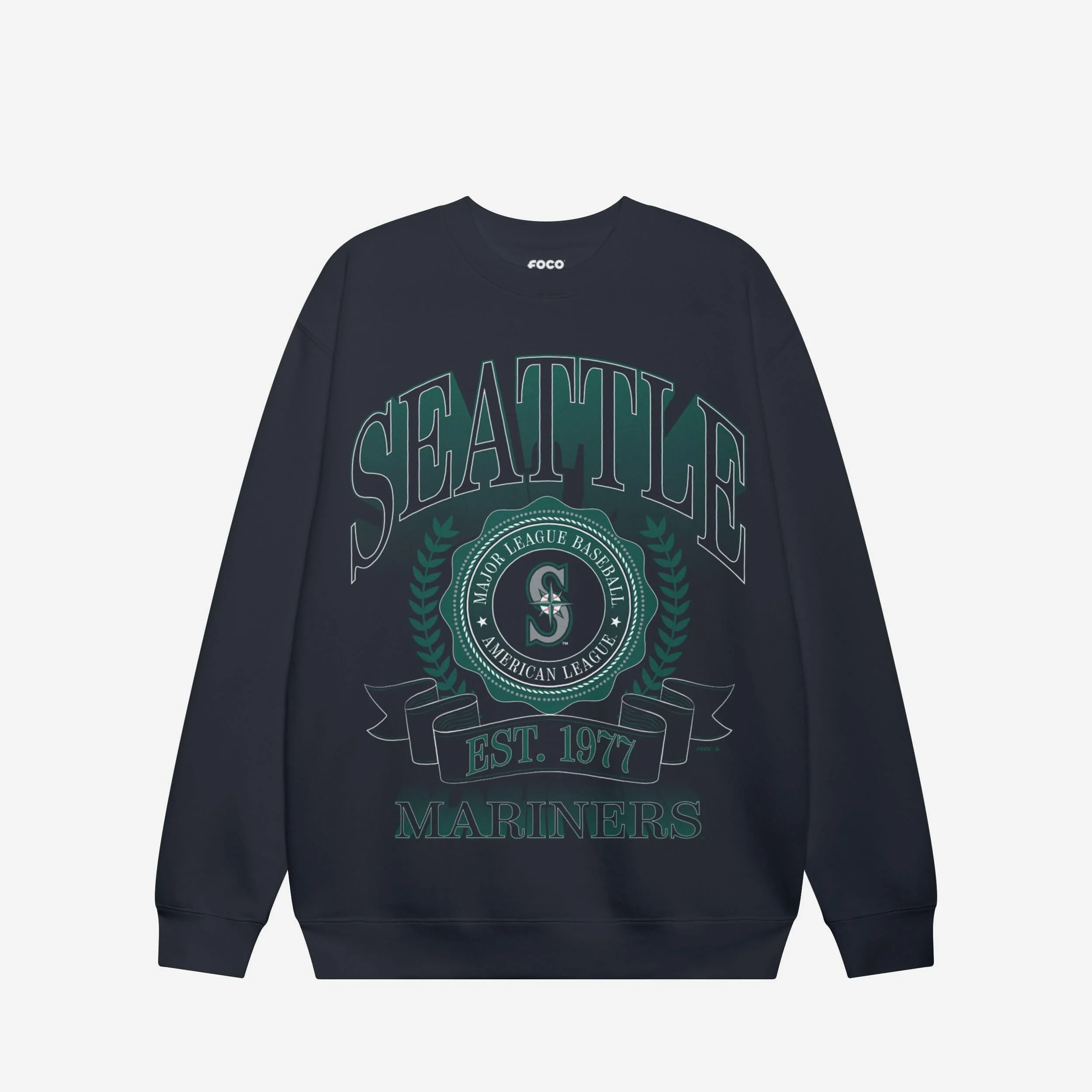 Seattle Mariners Banner Crest Crew Neck Sweatshirt