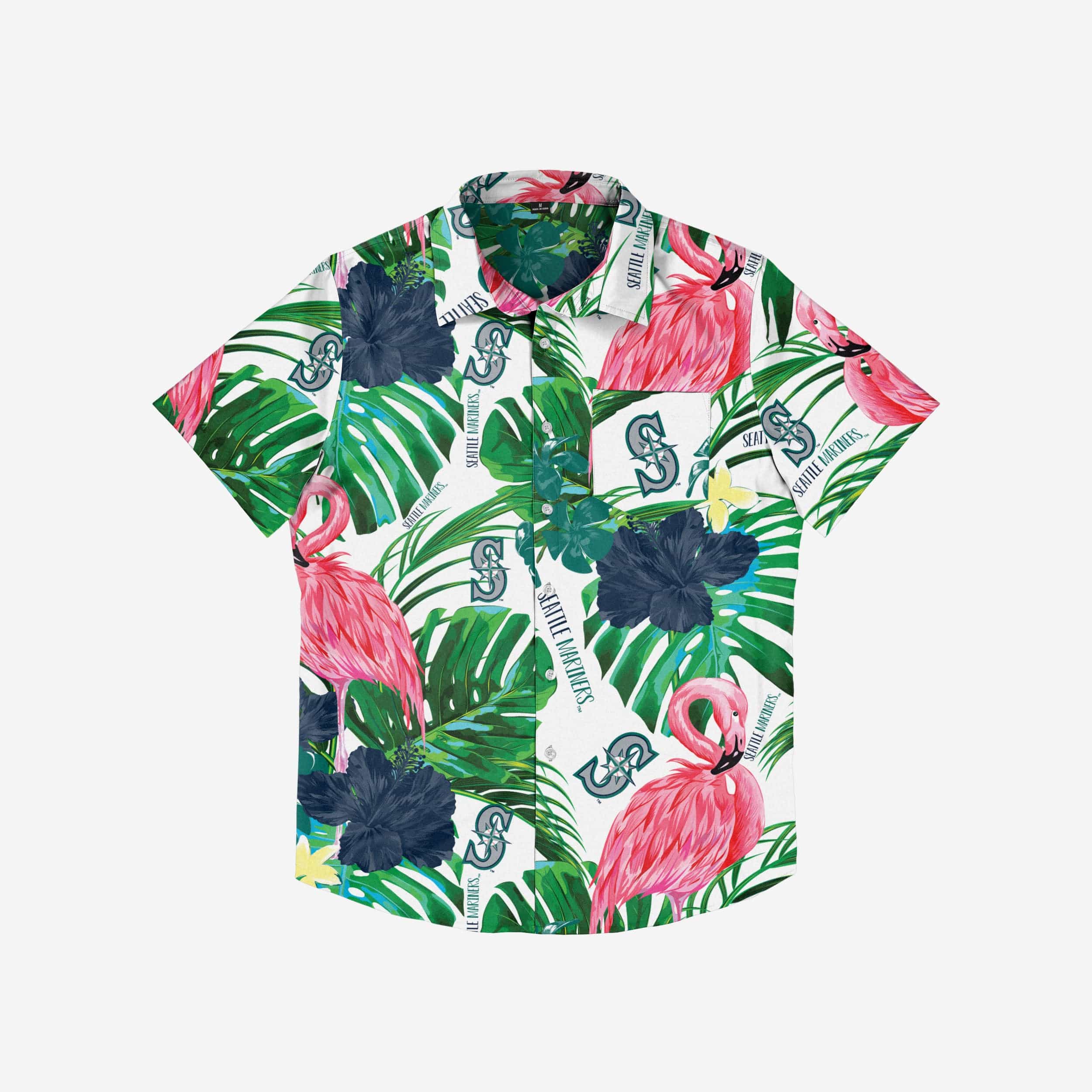 Seattle Mariners Flamingo Button Up Shirt - Image 3