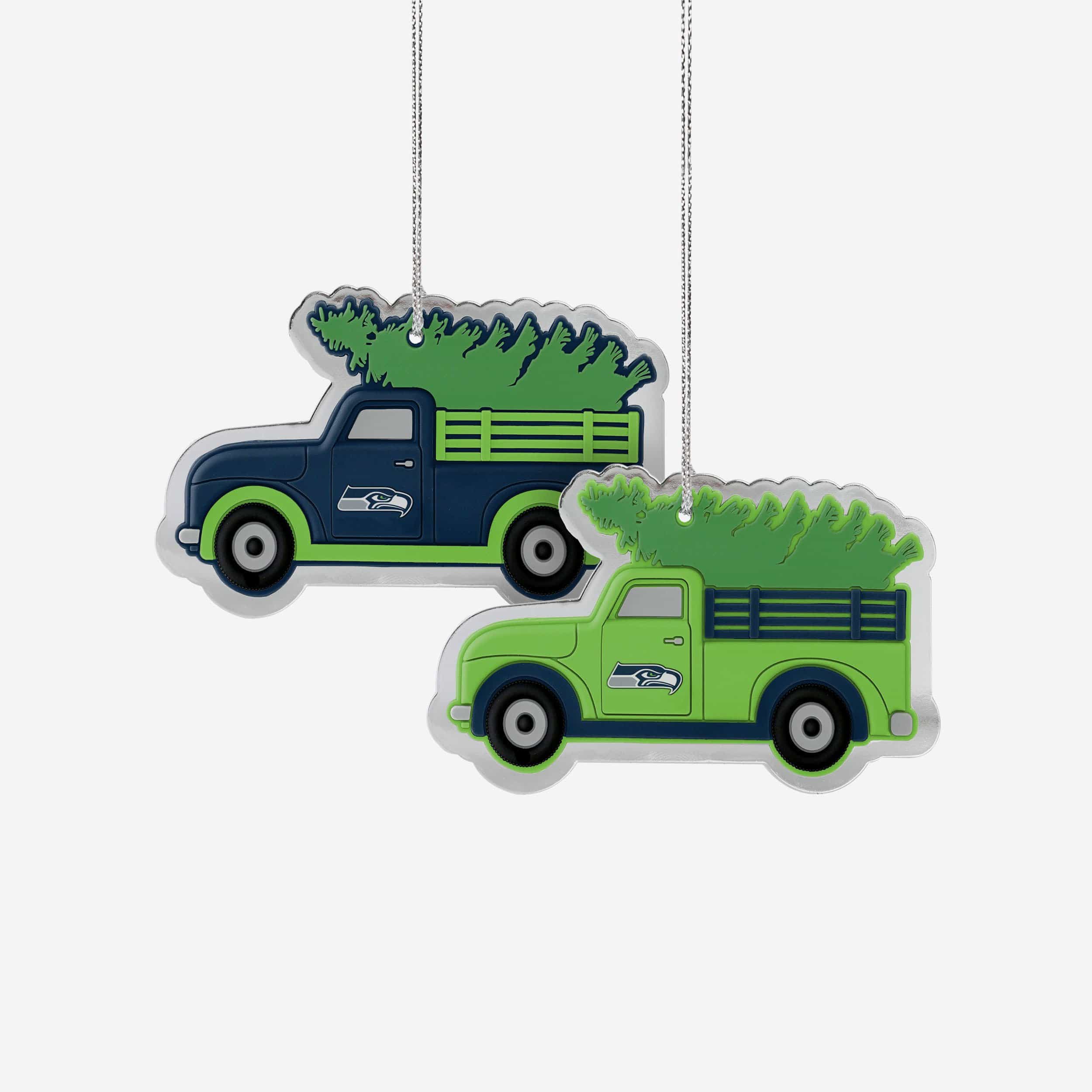 Seattle Seahawks 2 Pack Flat Metal Truck Ornaments
