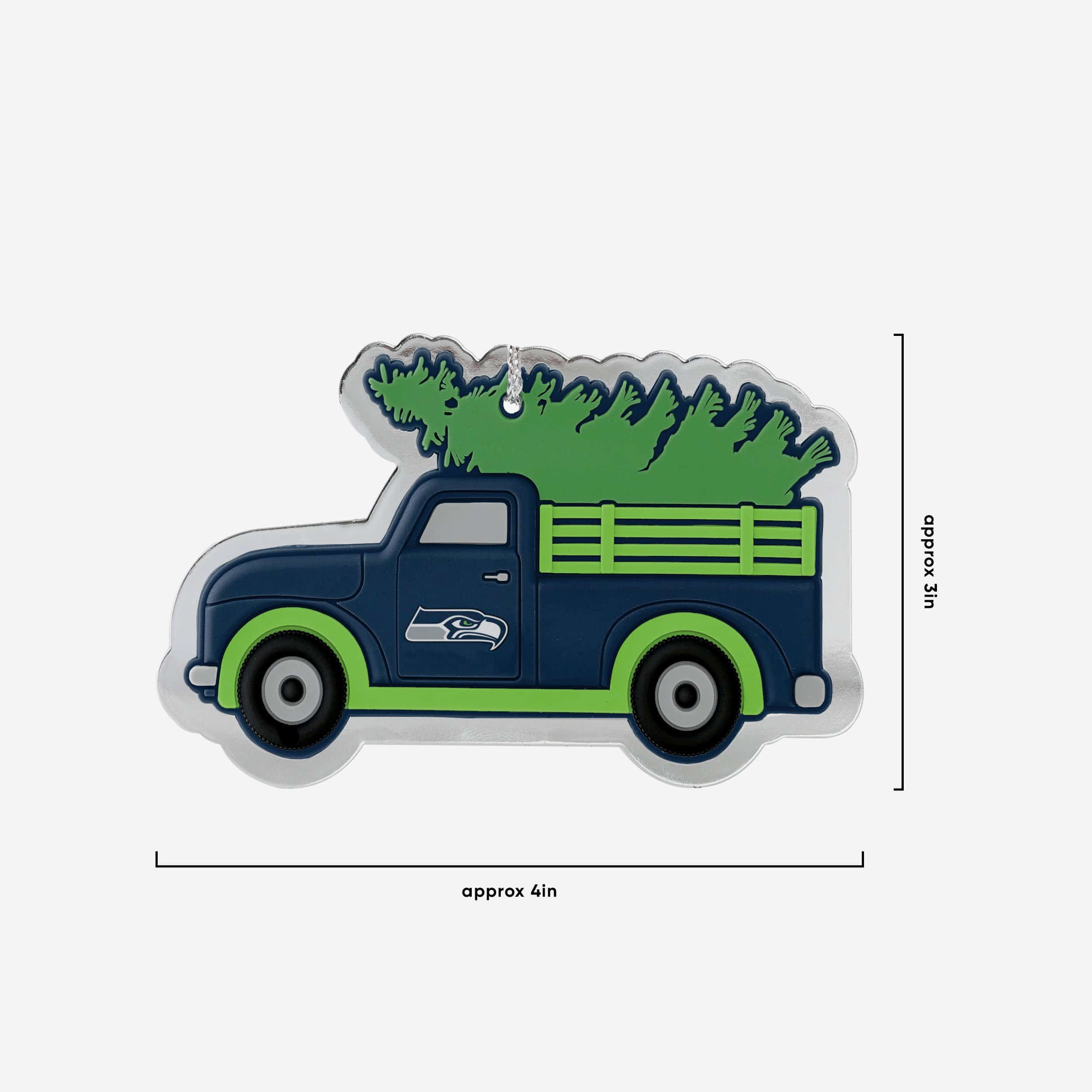 Seattle Seahawks 2 Pack Flat Metal Truck Ornaments - Image 3