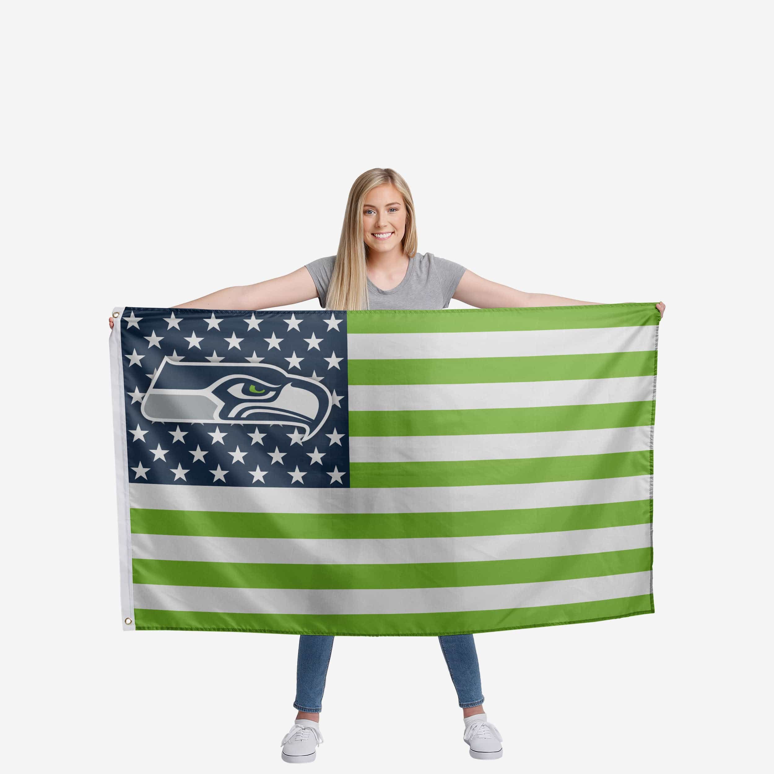 Seattle Seahawks American Stars Horizontal Flag - Image 2