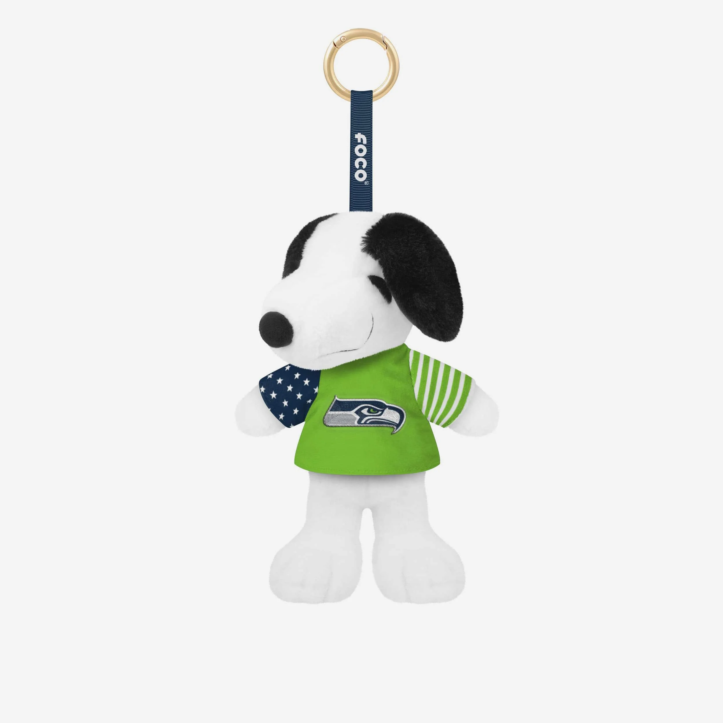 Seattle Seahawks Americana Plush Snoopy Peanuts Bag Charm Keychain