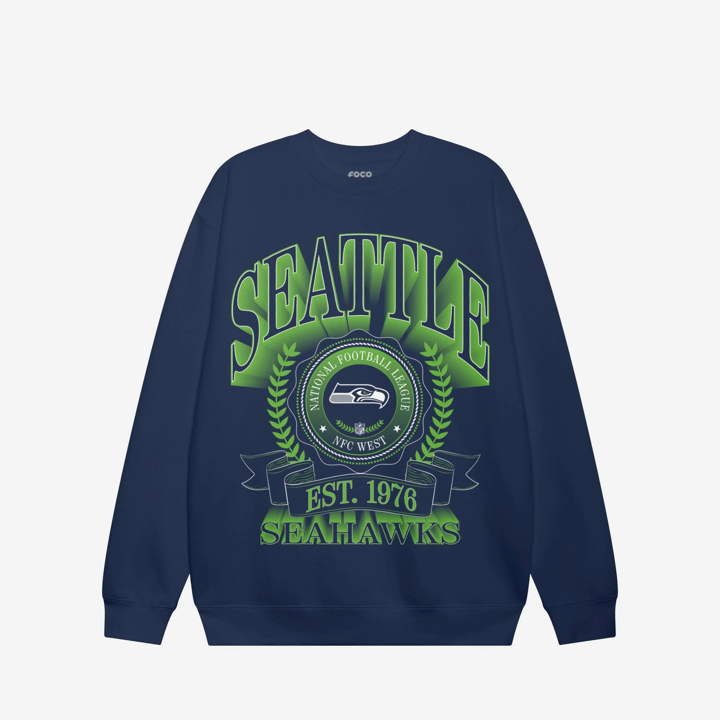 Seattle Seahawks Banner Crest Crew Neck Sweatshirt