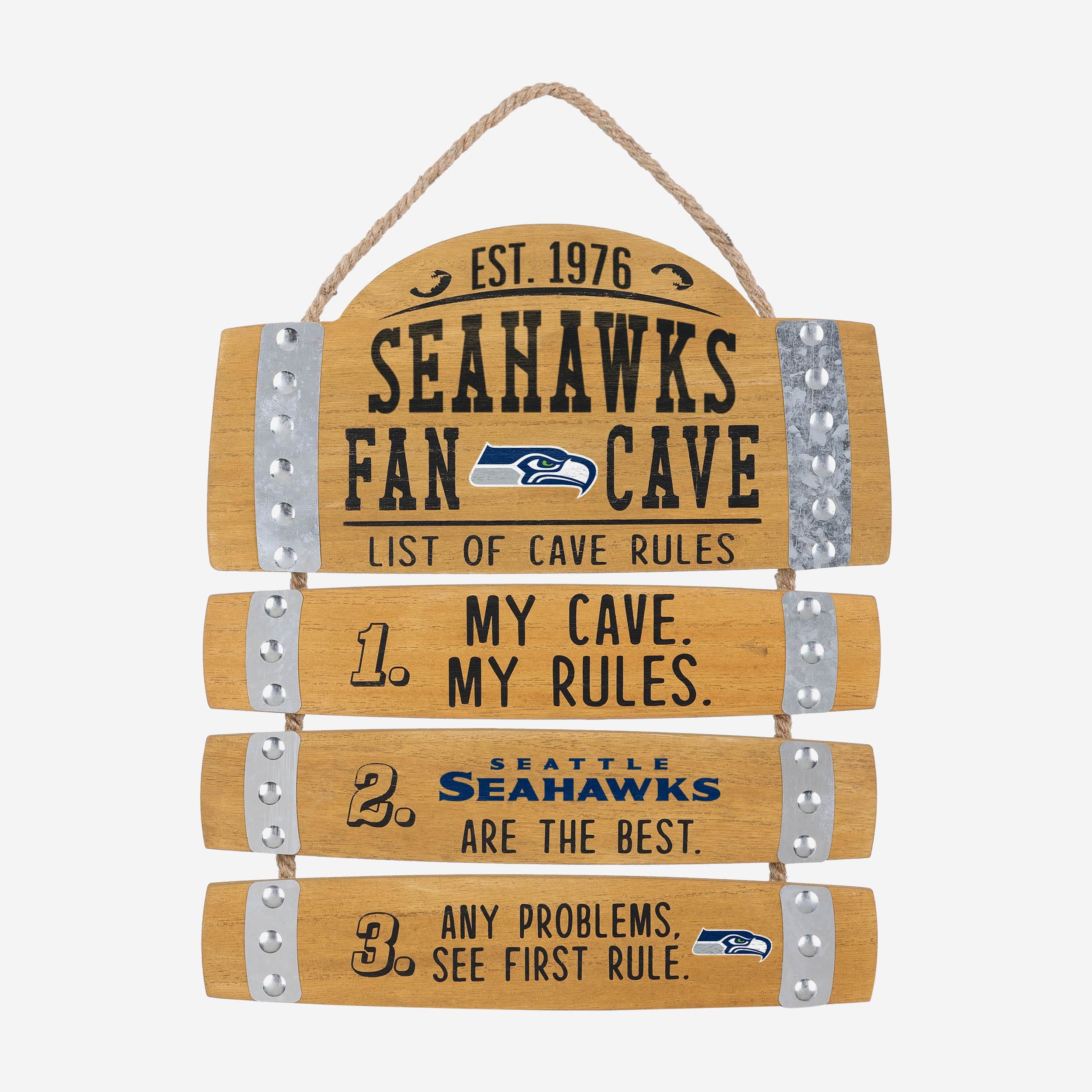 Seattle Seahawks Barrel Slat Mancave Sign