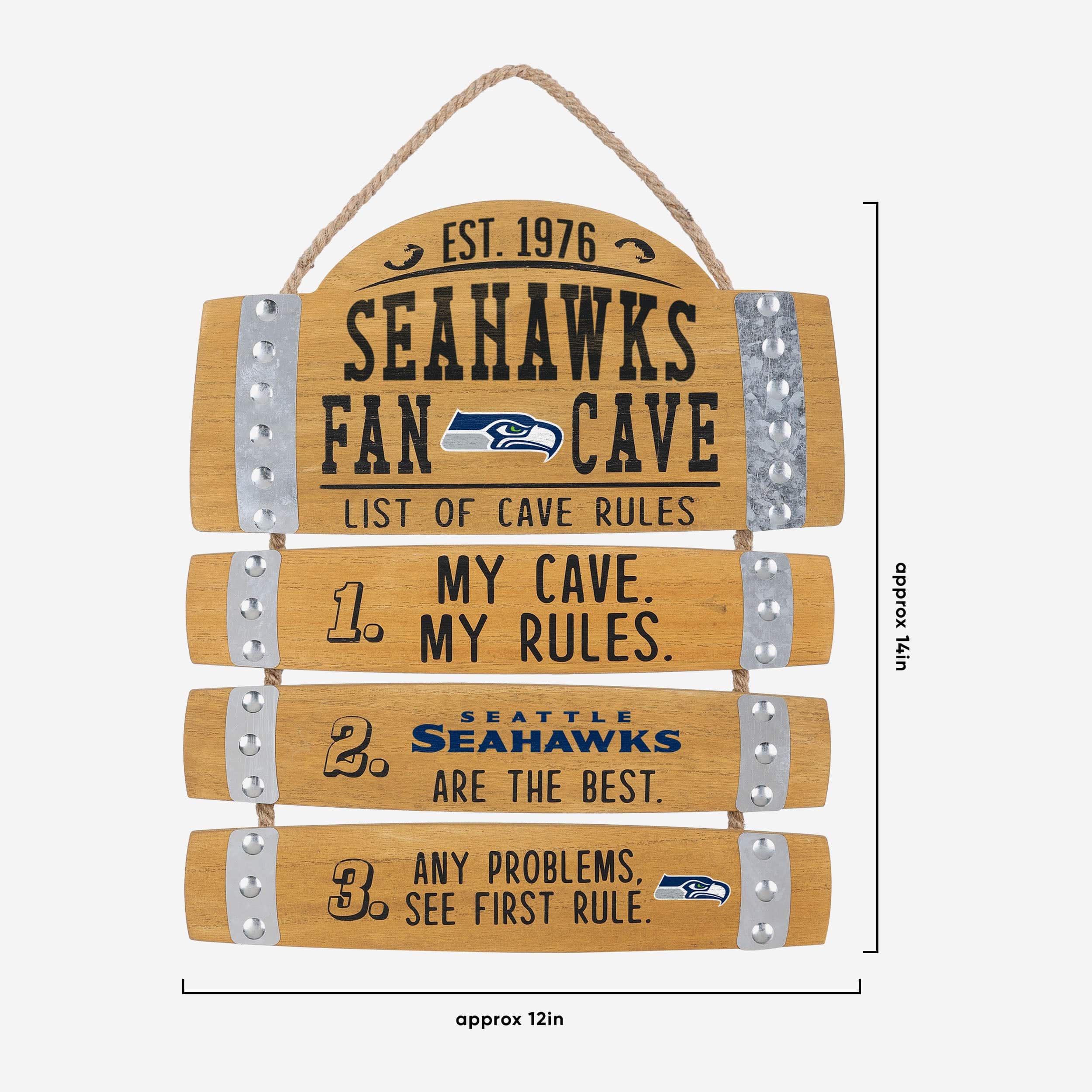 Seattle Seahawks Barrel Slat Mancave Sign - Image 3