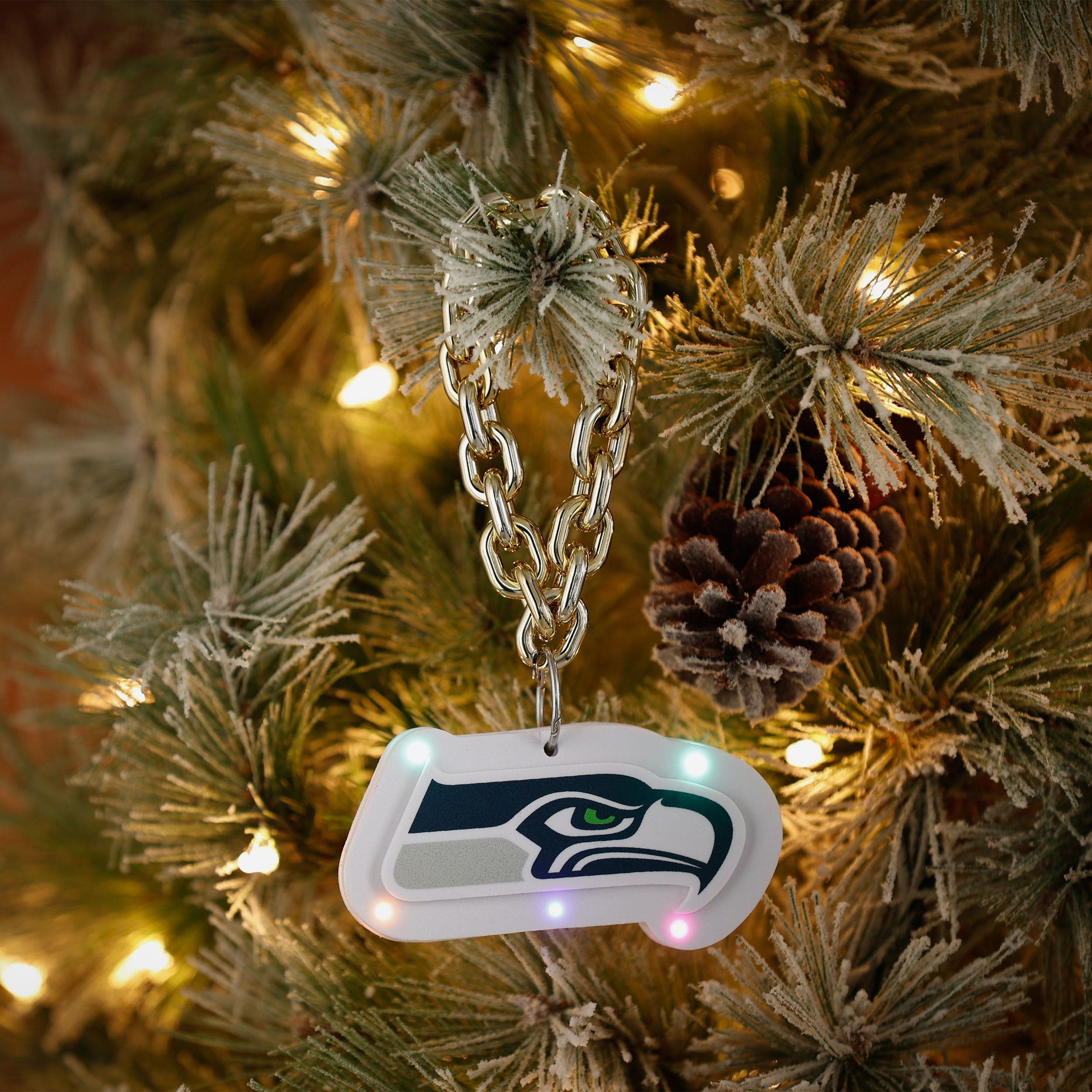 Seattle Seahawks Big Logo Light Up Chain Ornament - Image 3