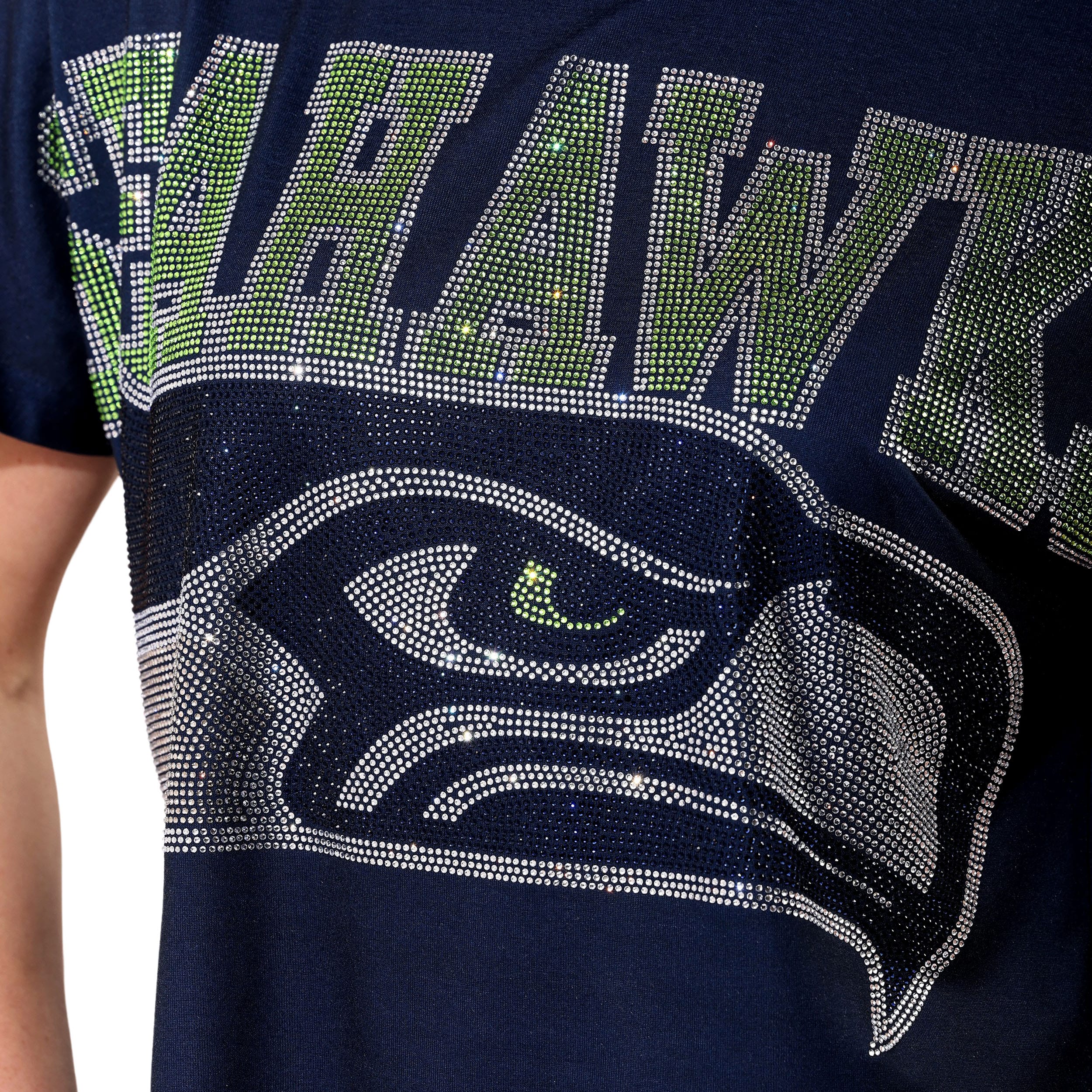 Seattle Seahawks Big Wordmark Rhinestone Crop Top - Image 2