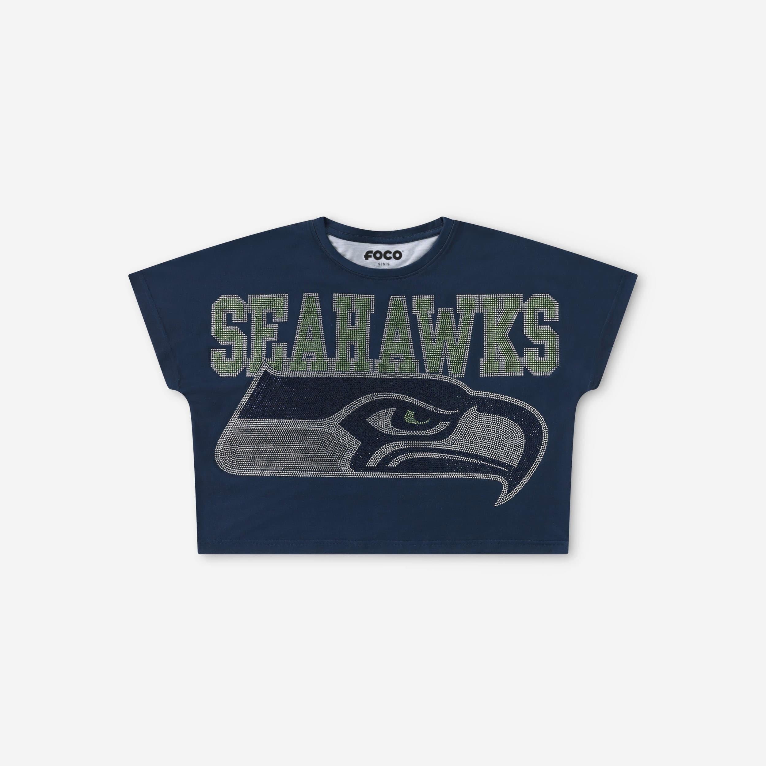 Seattle Seahawks Big Wordmark Rhinestone Crop Top - Image 4