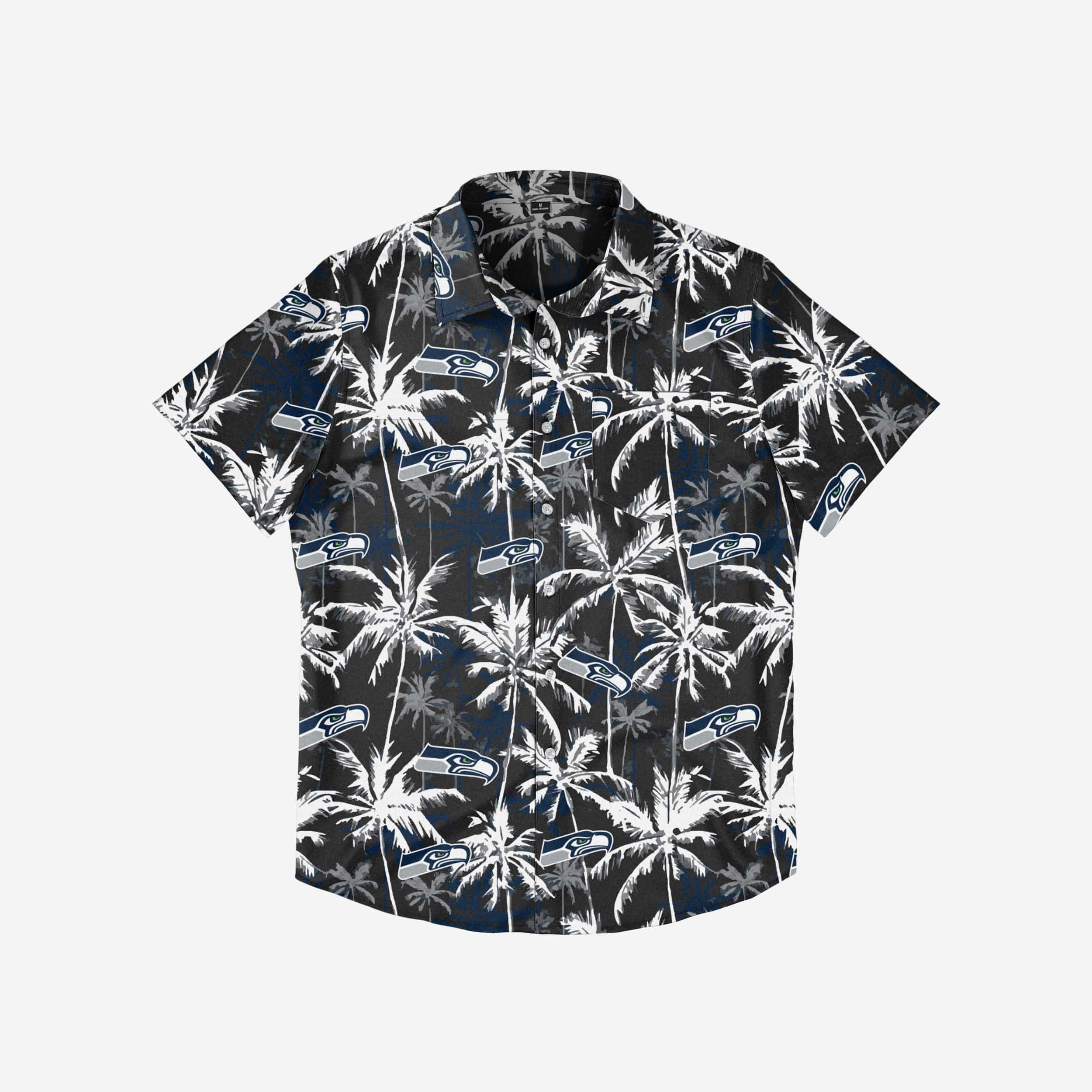 Seattle Seahawks Black Floral Button Up Shirt - Image 3
