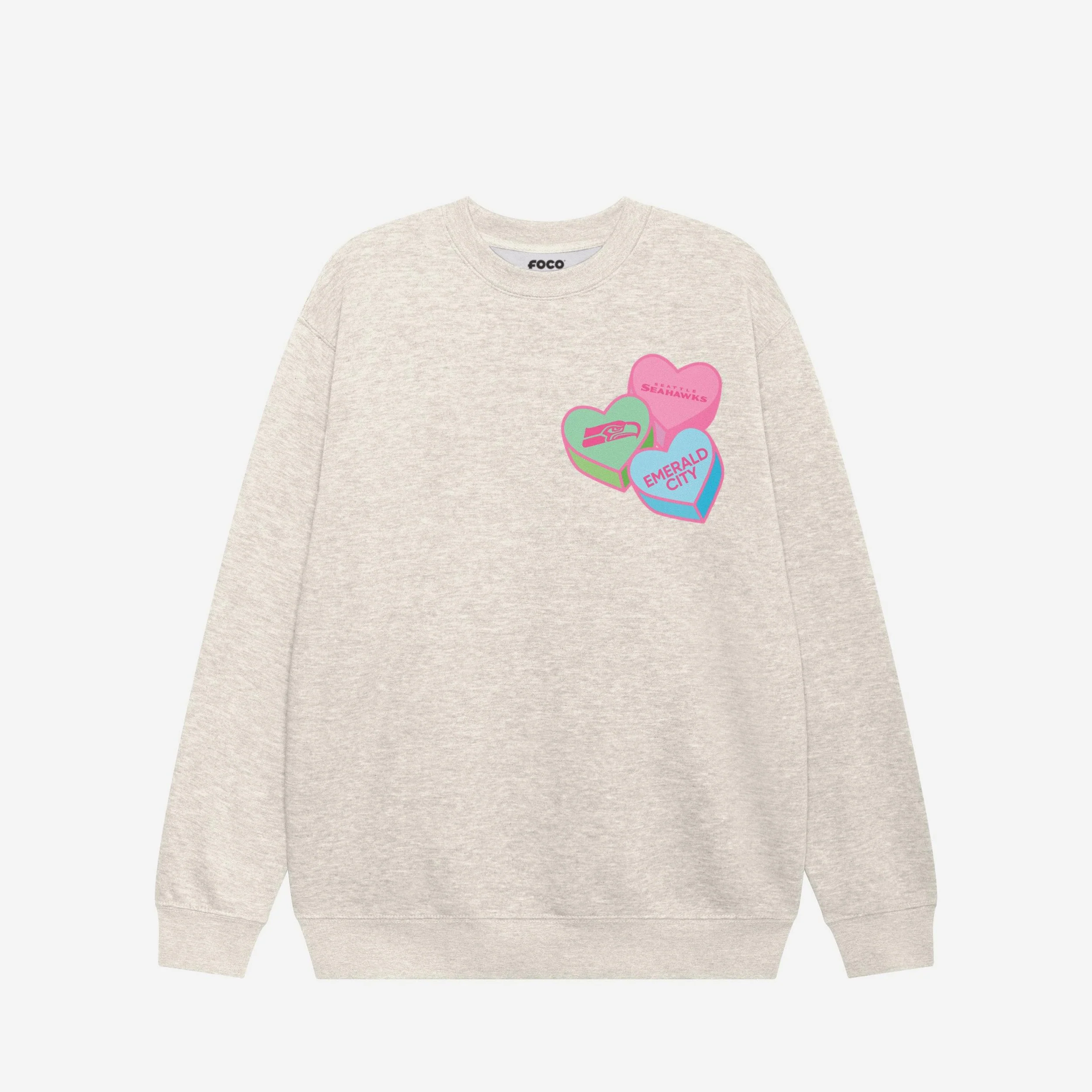 Seattle Seahawks Candy Heart Crew Neck Sweatshirt