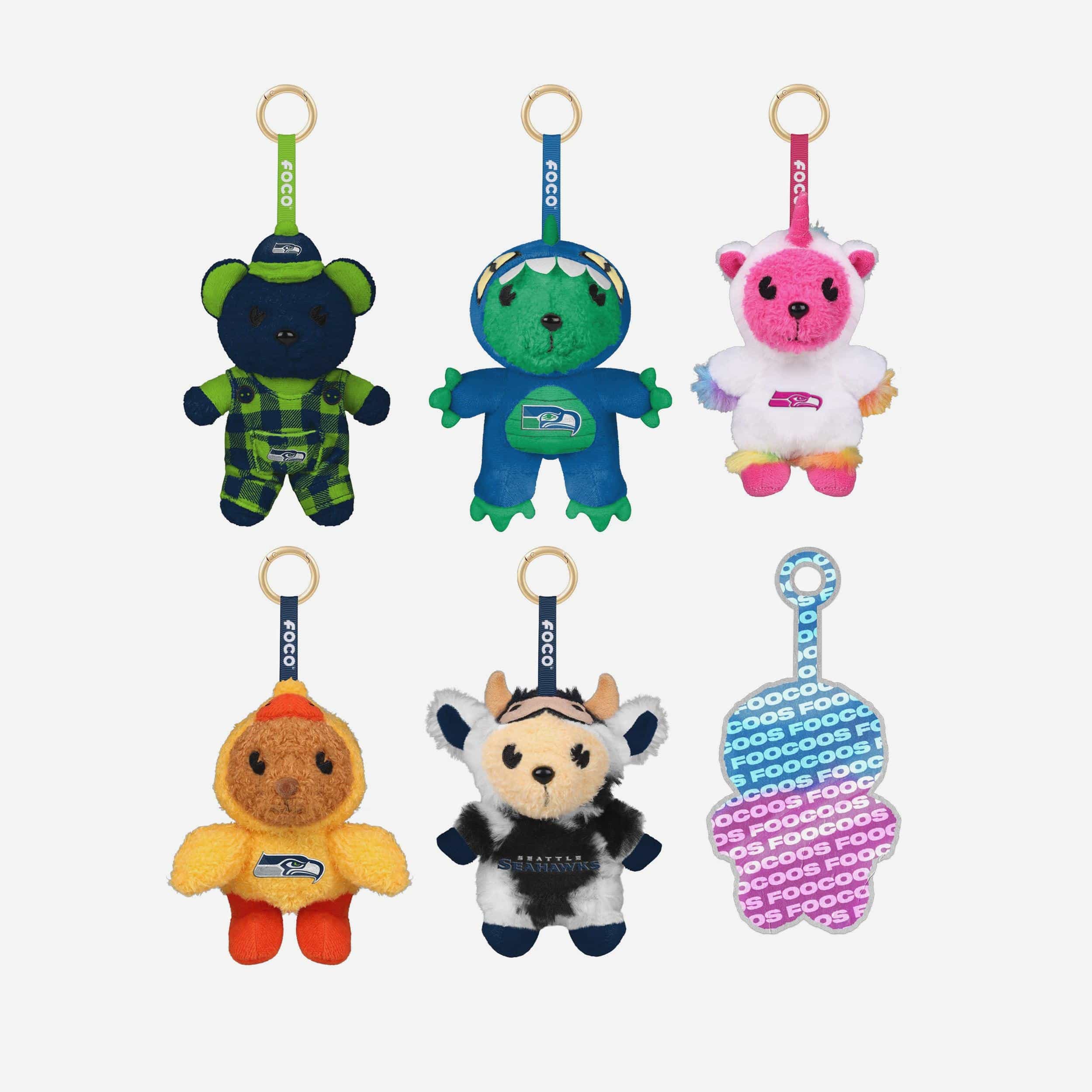 Seattle Seahawks FOOCOOS Plush Bag Charm Keychain Blind Box Series 1