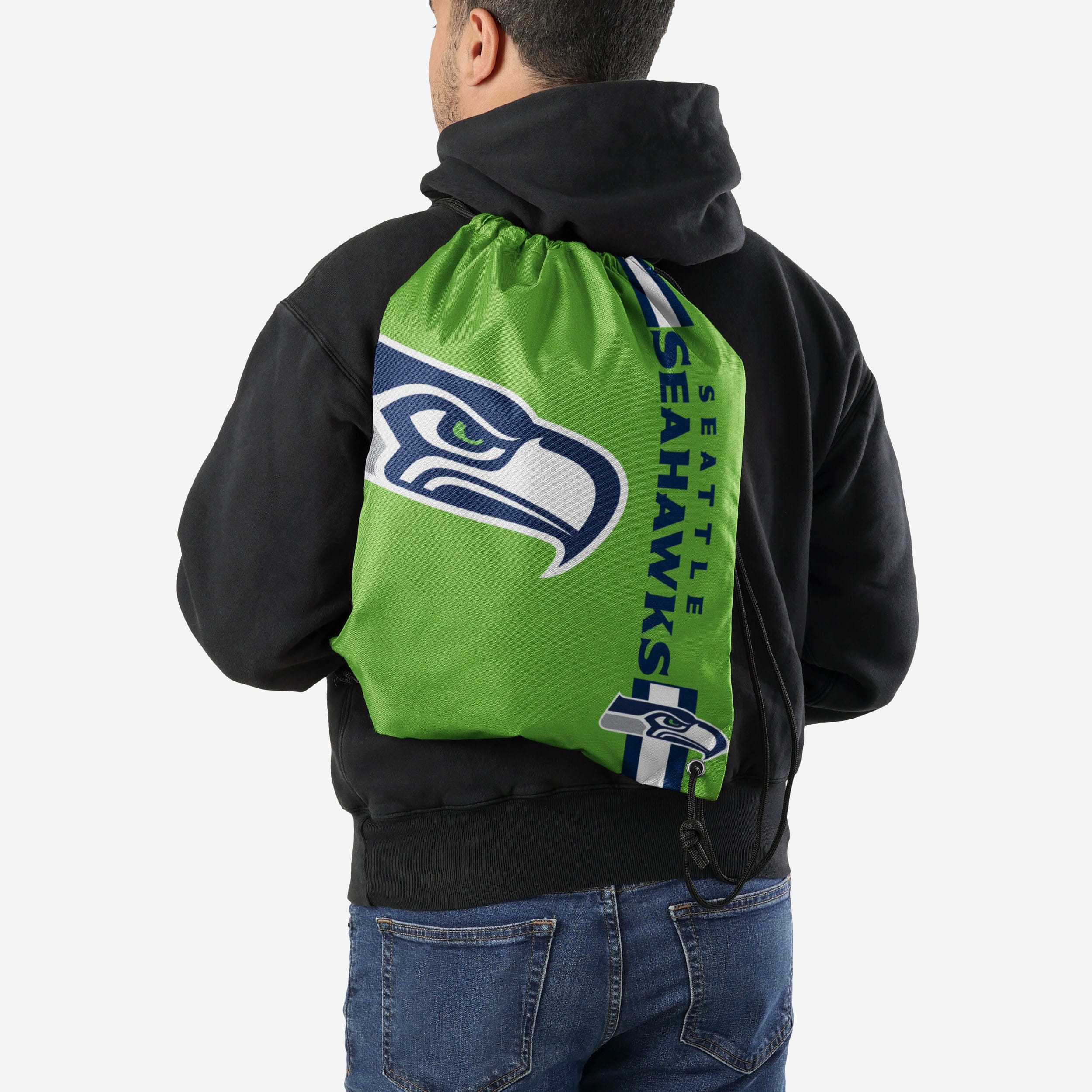 Seattle Seahawks Green Alternate Color Big Logo Drawstring Backpack - Image 2