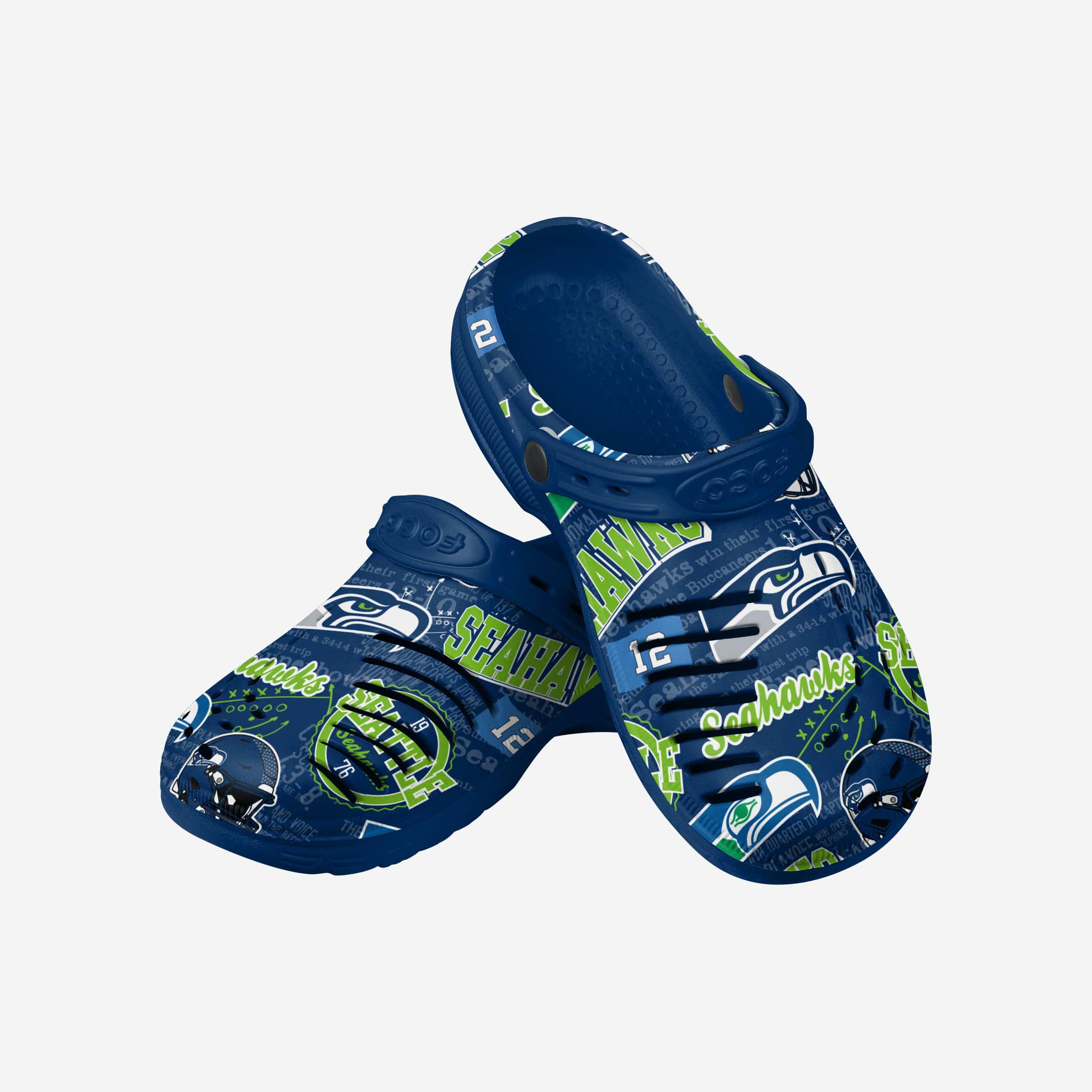 Seattle Seahawks Historic Print Clog With Strap - Image 3