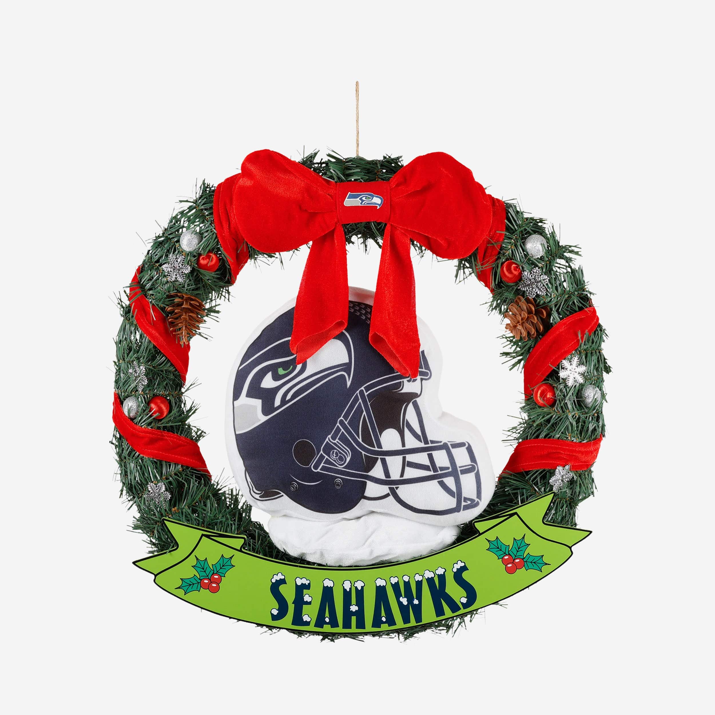 Seattle Seahawks Holiday Helmet Door Wreath