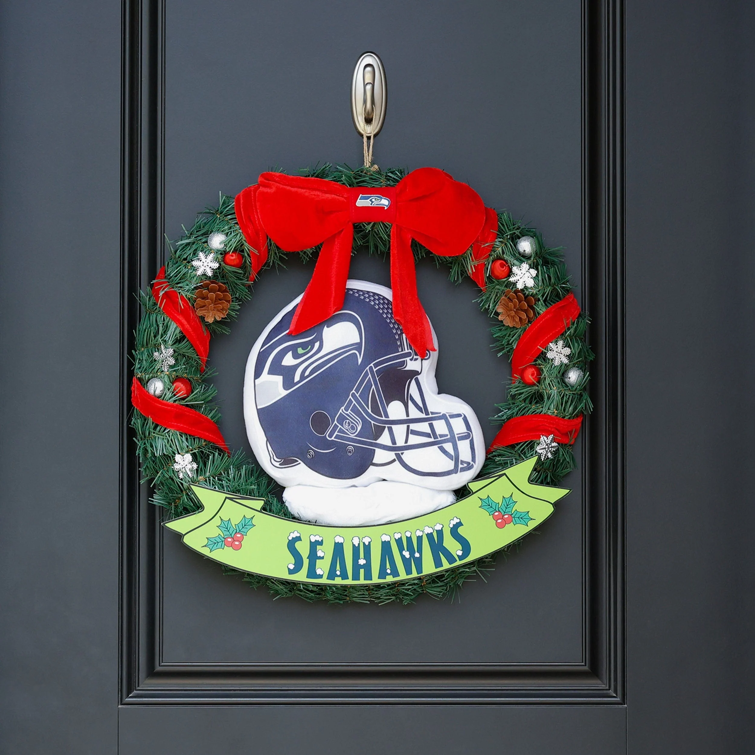 Seattle Seahawks Holiday Helmet Door Wreath - Image 2