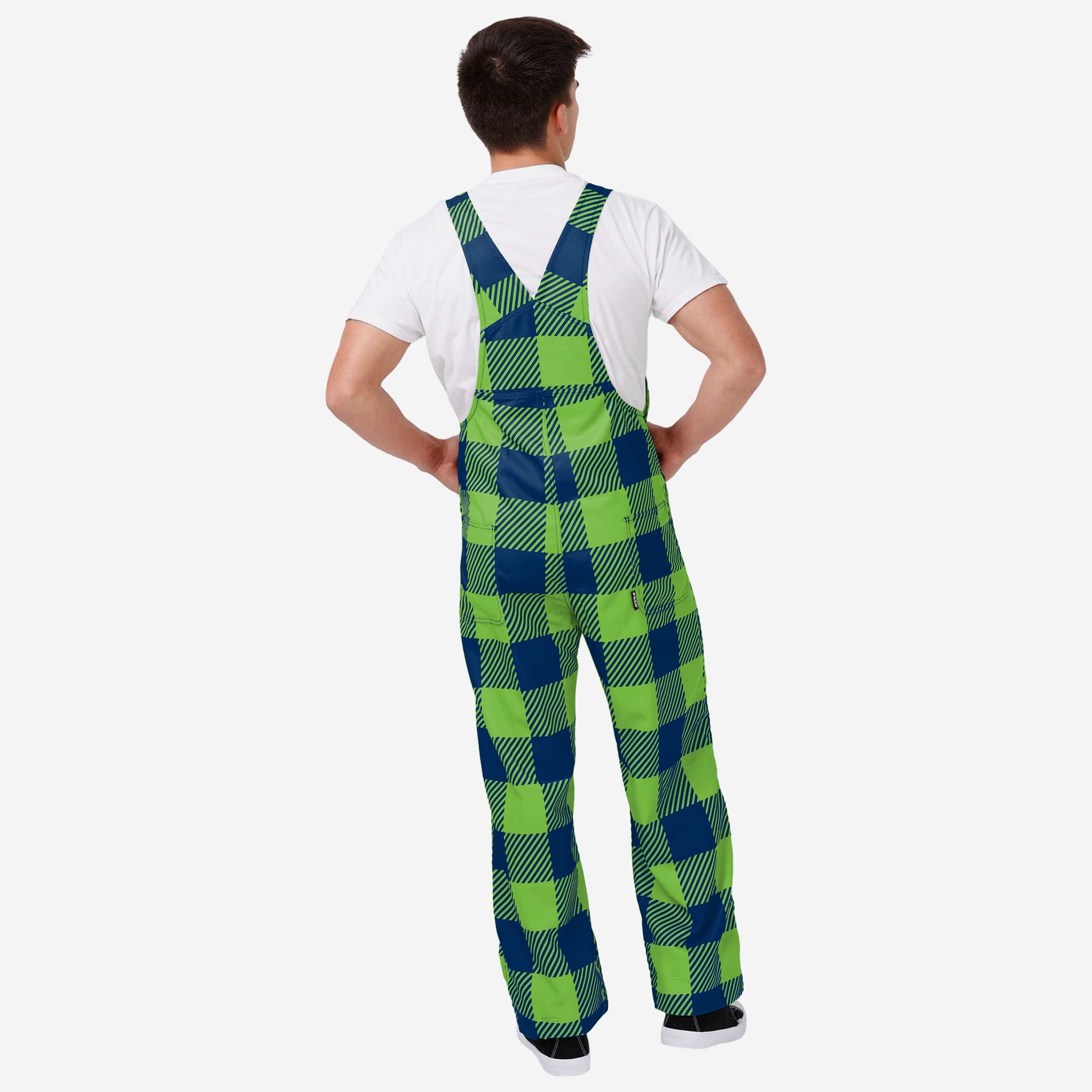 Seattle Seahawks Mens Plaid Bib Overalls - Image 2