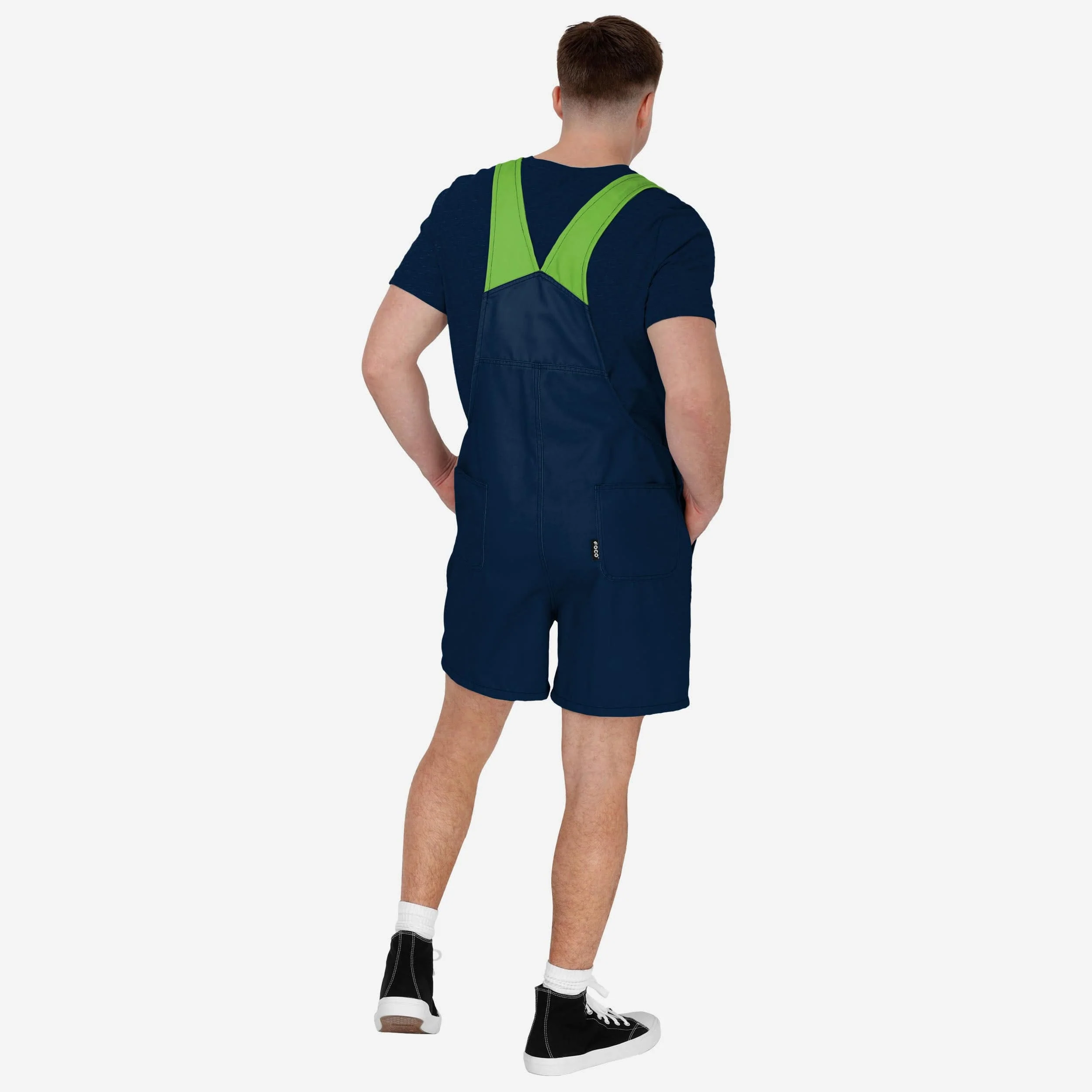 Seattle Seahawks Mens Team Stripe Bib Shortalls - Image 2