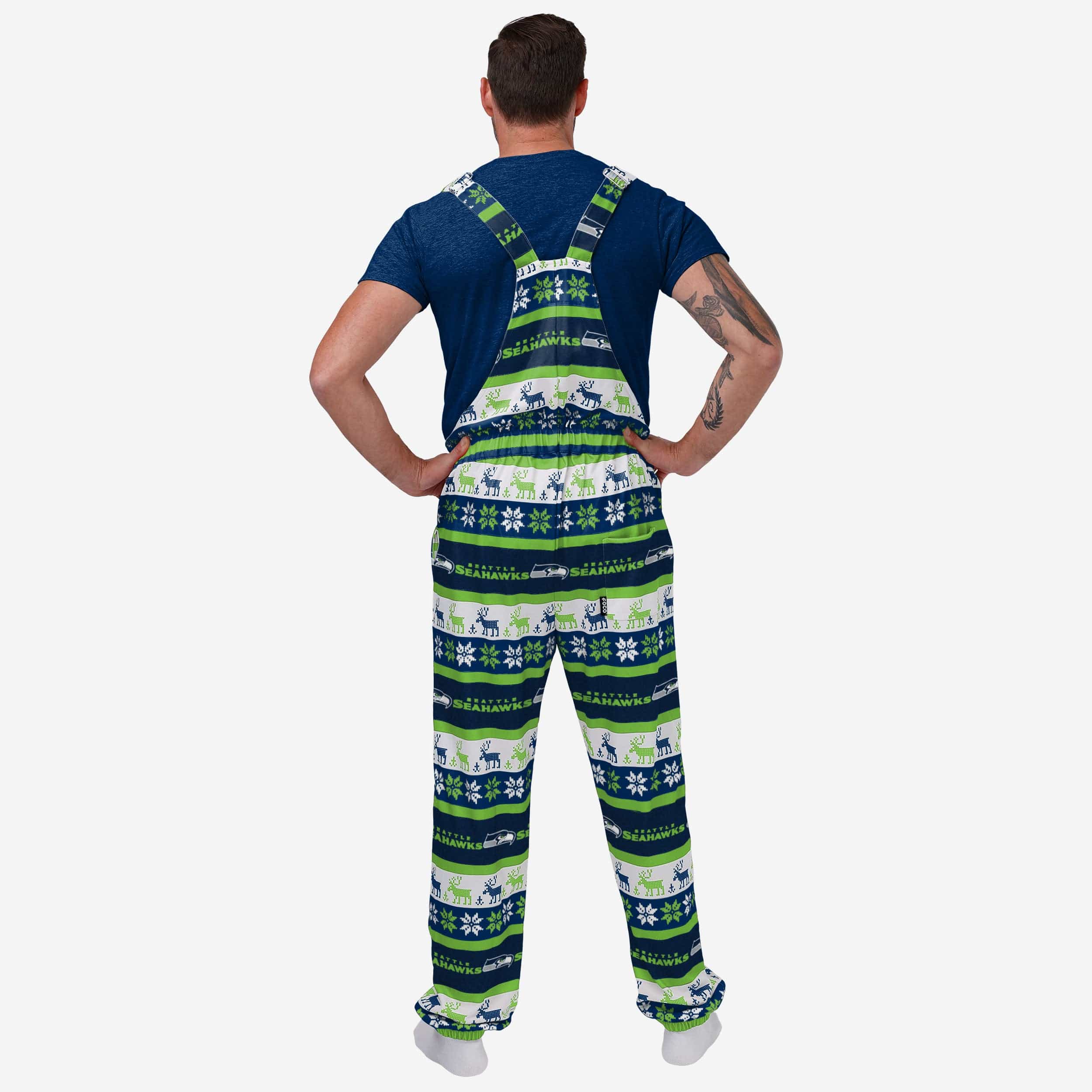 Seattle Seahawks Mens Ugly Home Gating Bib Overalls - Image 2
