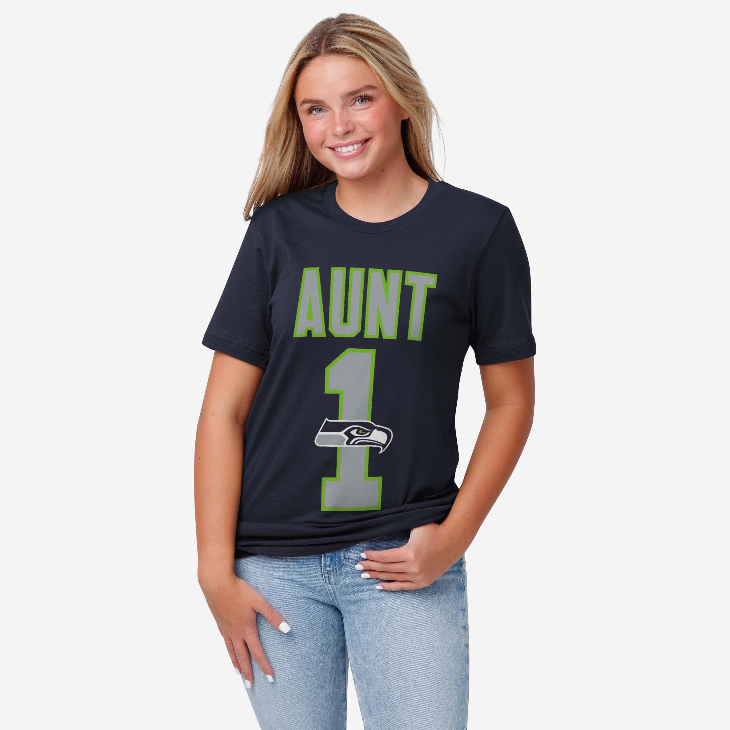 Seattle Seahawks Number 1 Aunt T-Shirt - Image 2