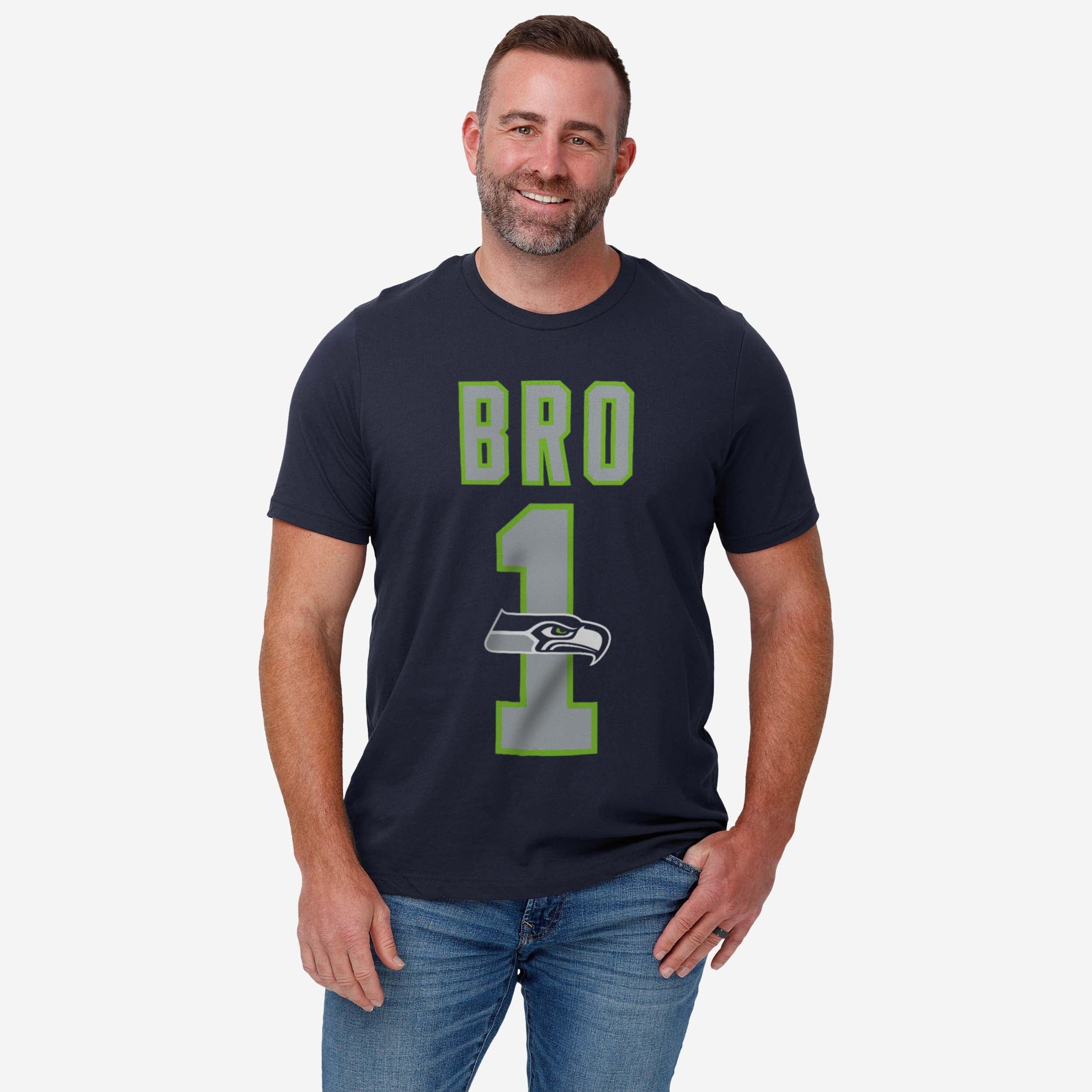 Seattle Seahawks Number 1 Bro T-Shirt - Image 2