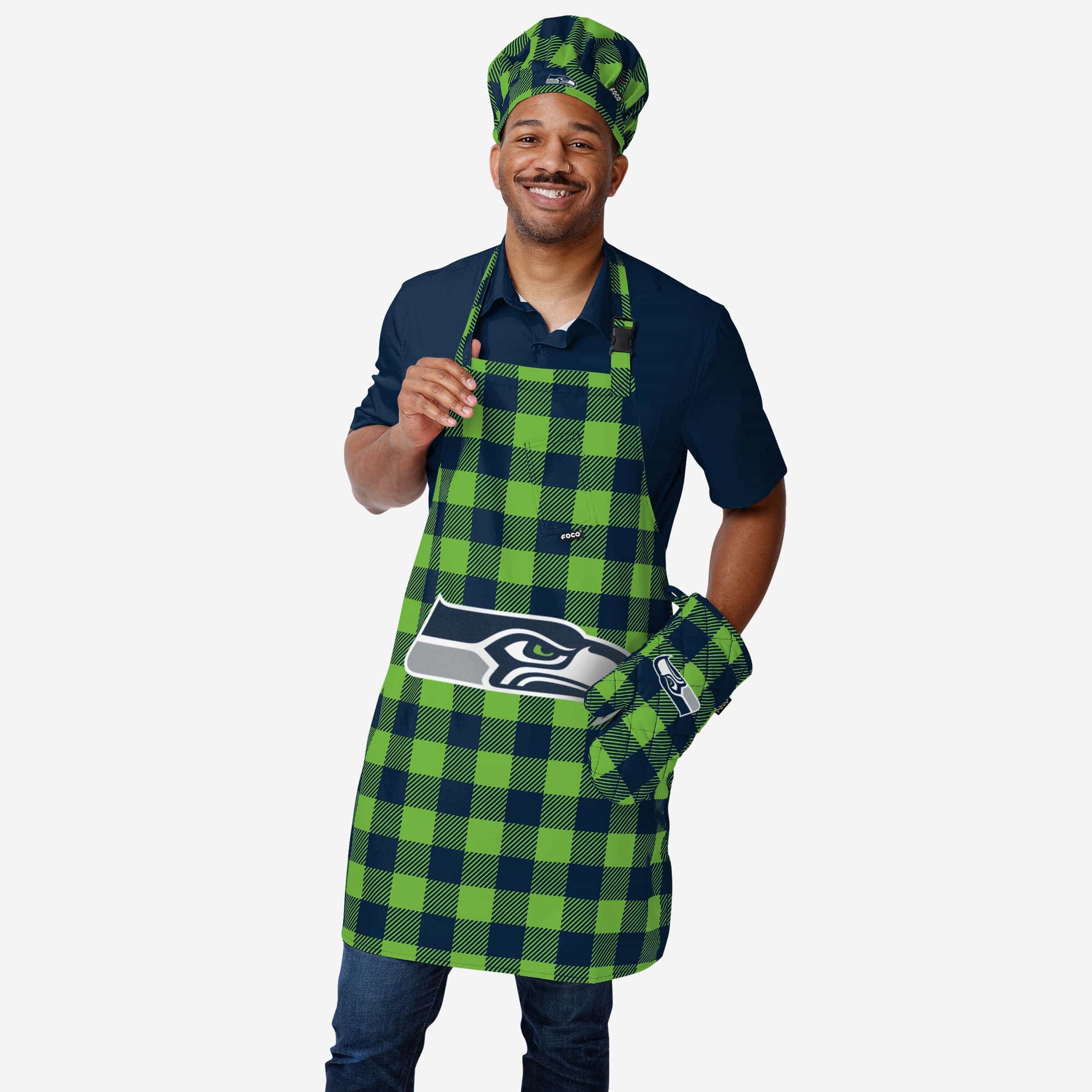 Seattle Seahawks Plaid Chef Hat - Image 2